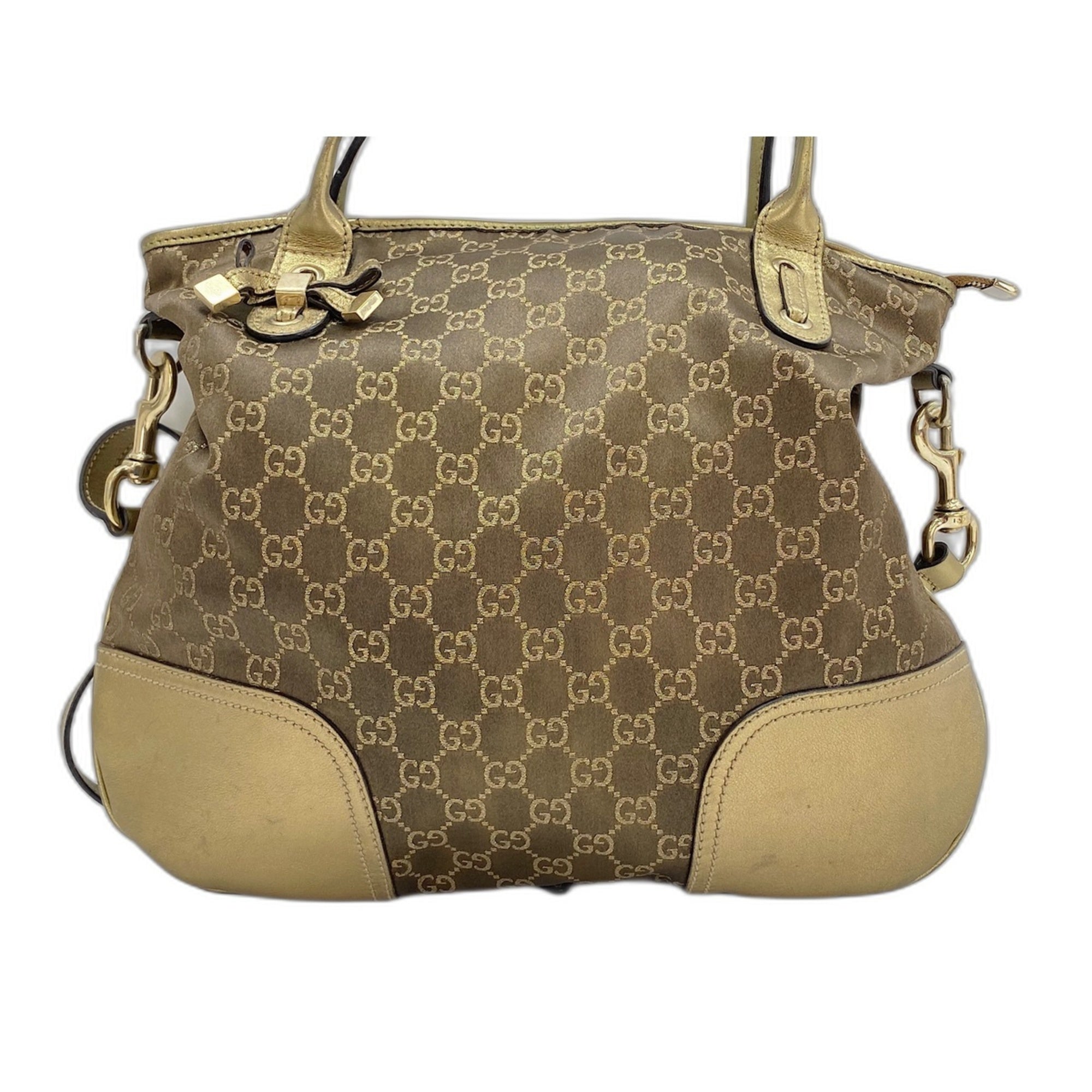 Gucci Brown Gold Nylon Tote Bag (Pre-Owned)