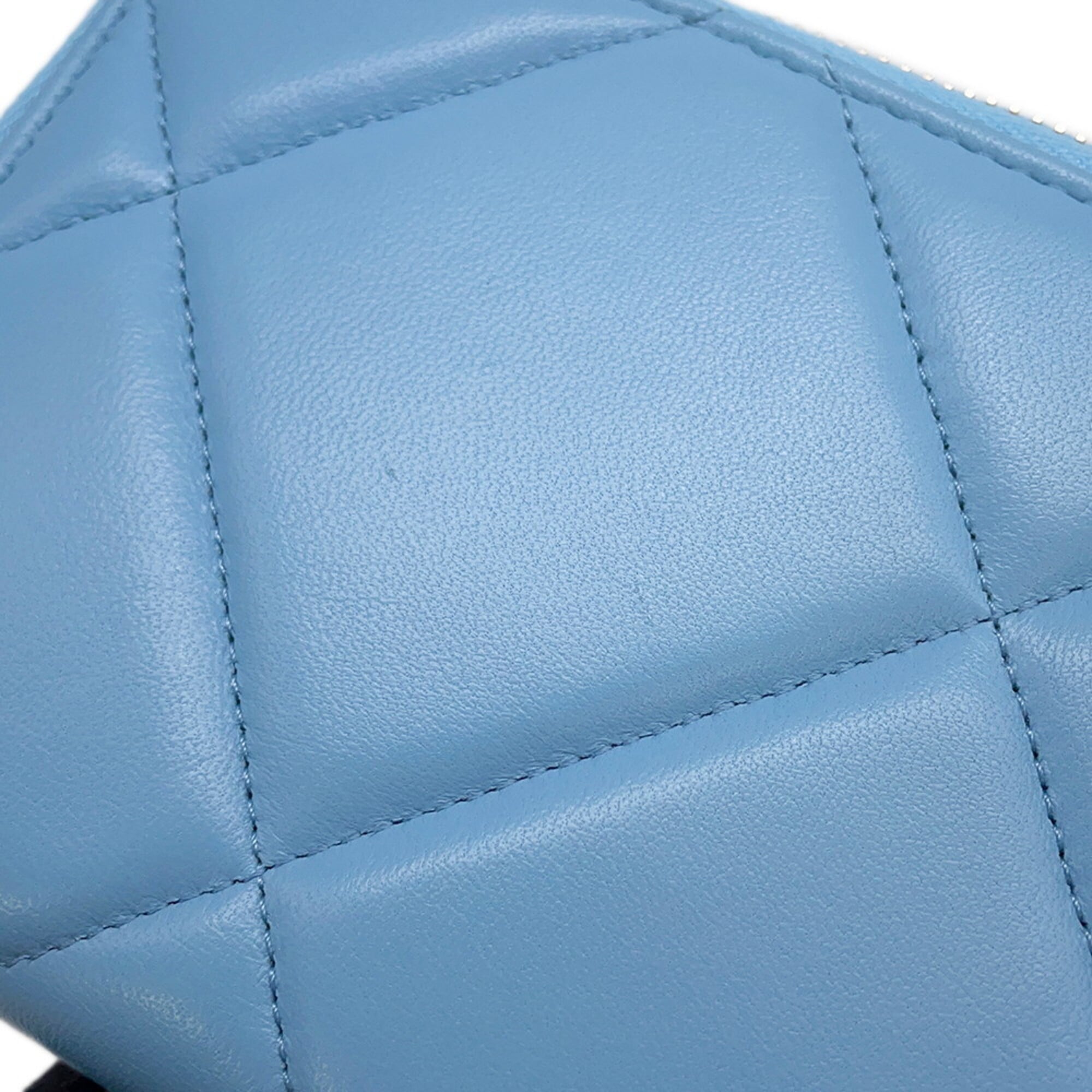 Chanel Light Blue Leather Long Wallet (Bi-Fold) (Pre-Owned)