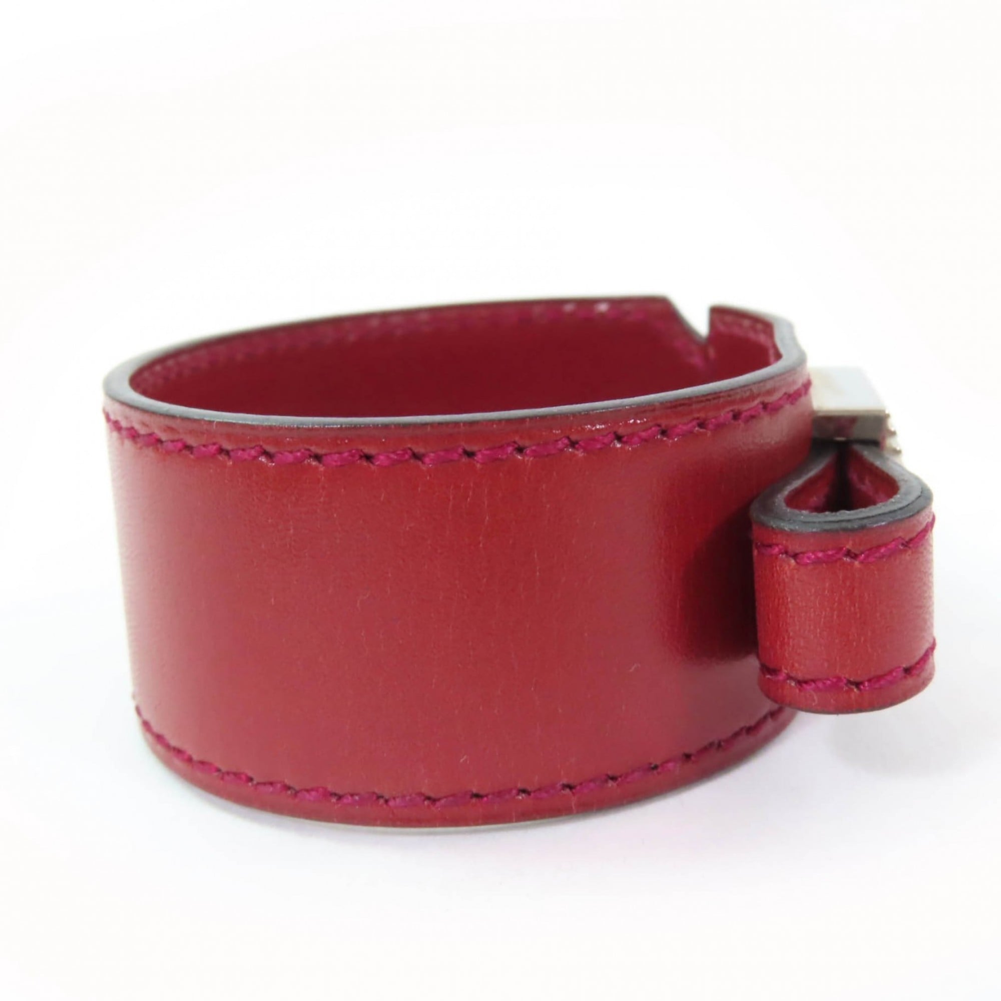 Hermes Bordeaux Leather Charm Bracelet (Pre-Owned)