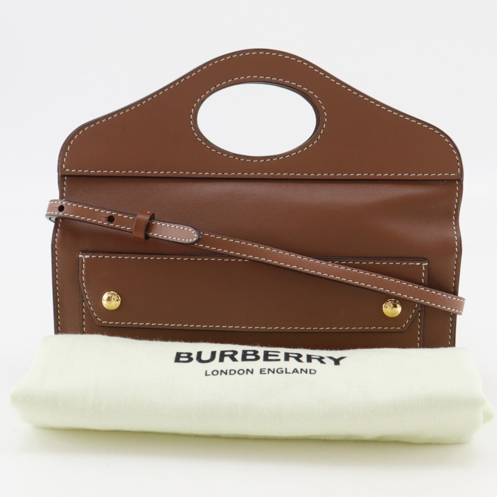 Burberry Brown Leather Clutch Bag Pochette (Pre-Owned)