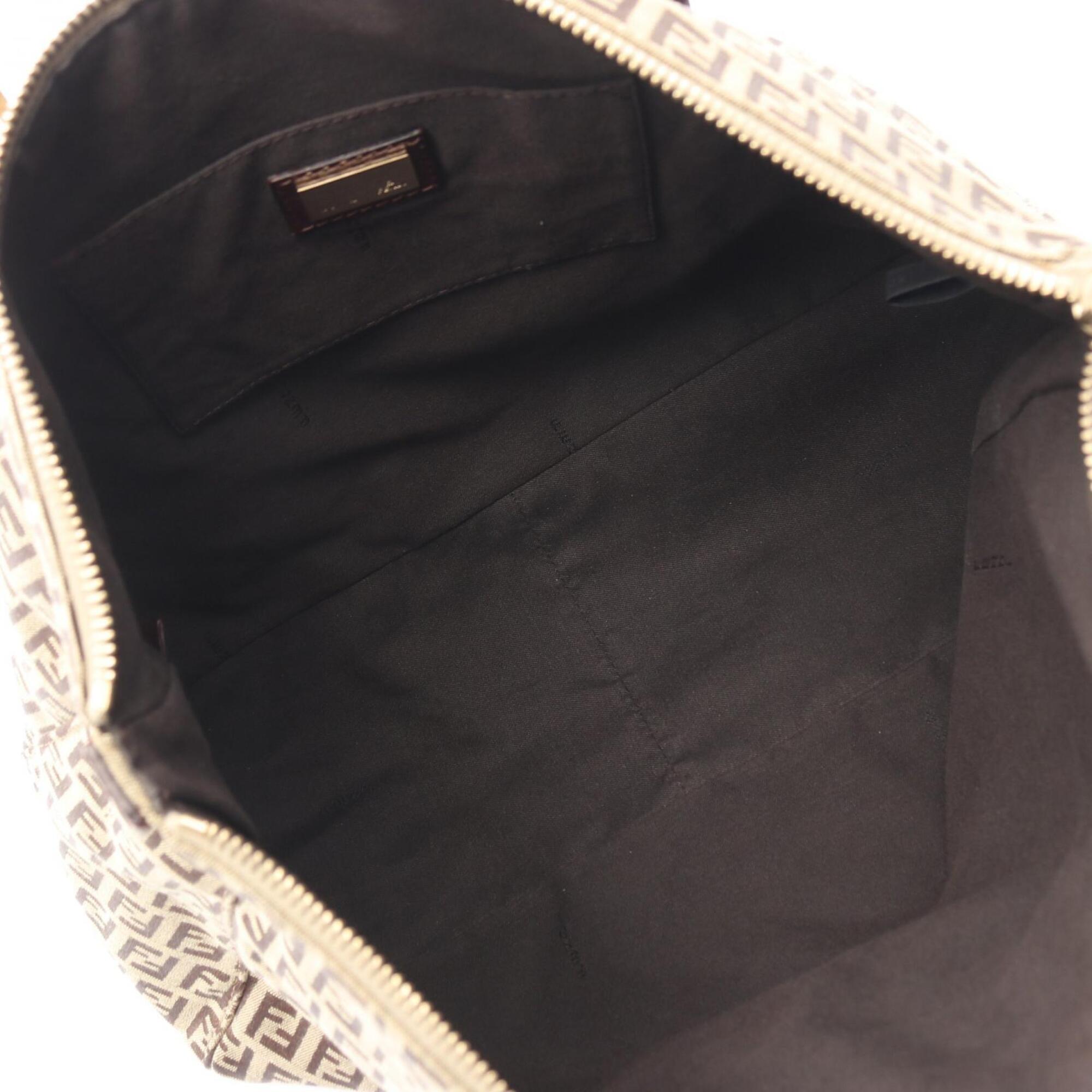 Fendi Beige Brown Canvas Leather Handbag Tote Bag (Pre-Owned)