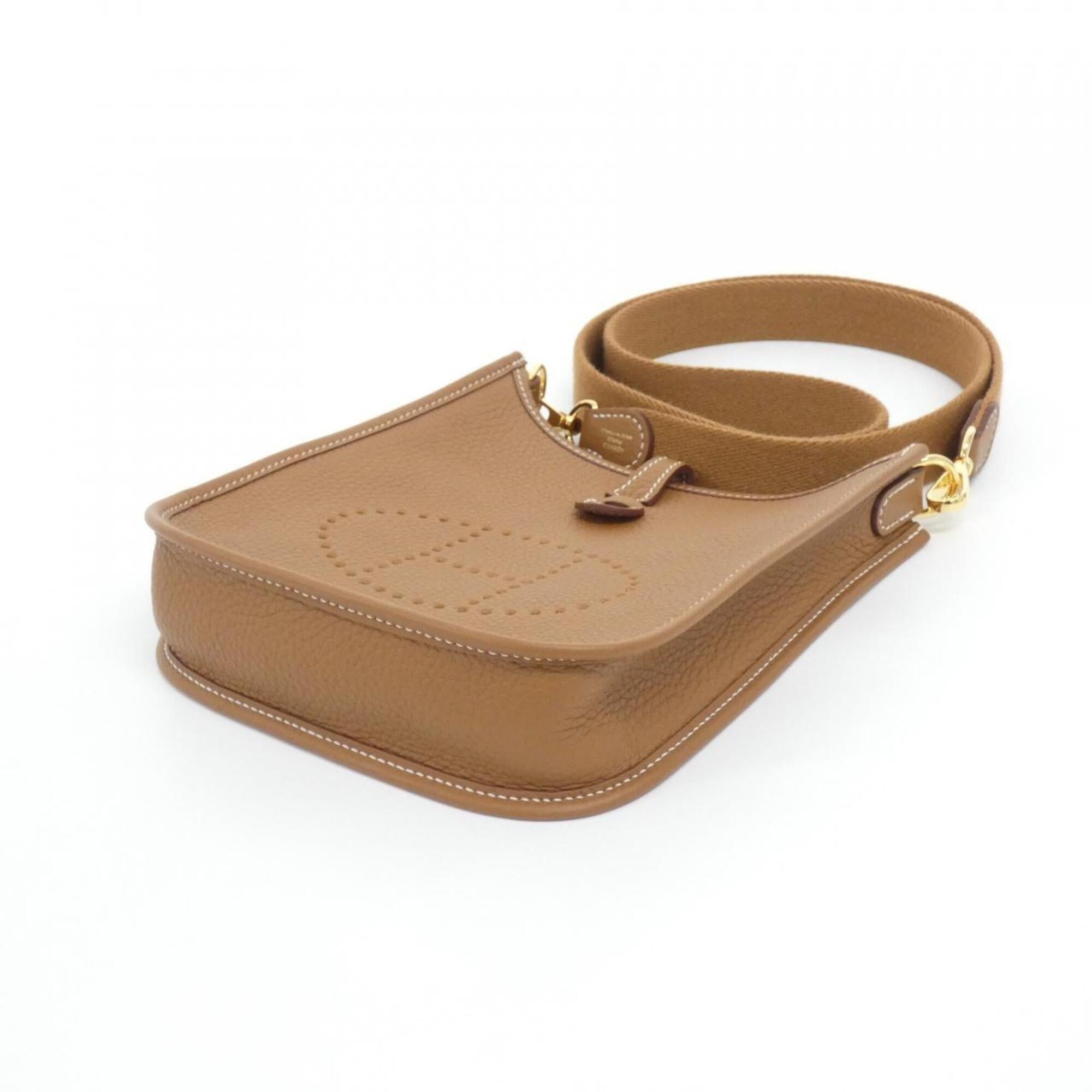 Hermes Brown Gold Brown Taurillon Clemence Leather Shoulder Bag (Pre-Owned)