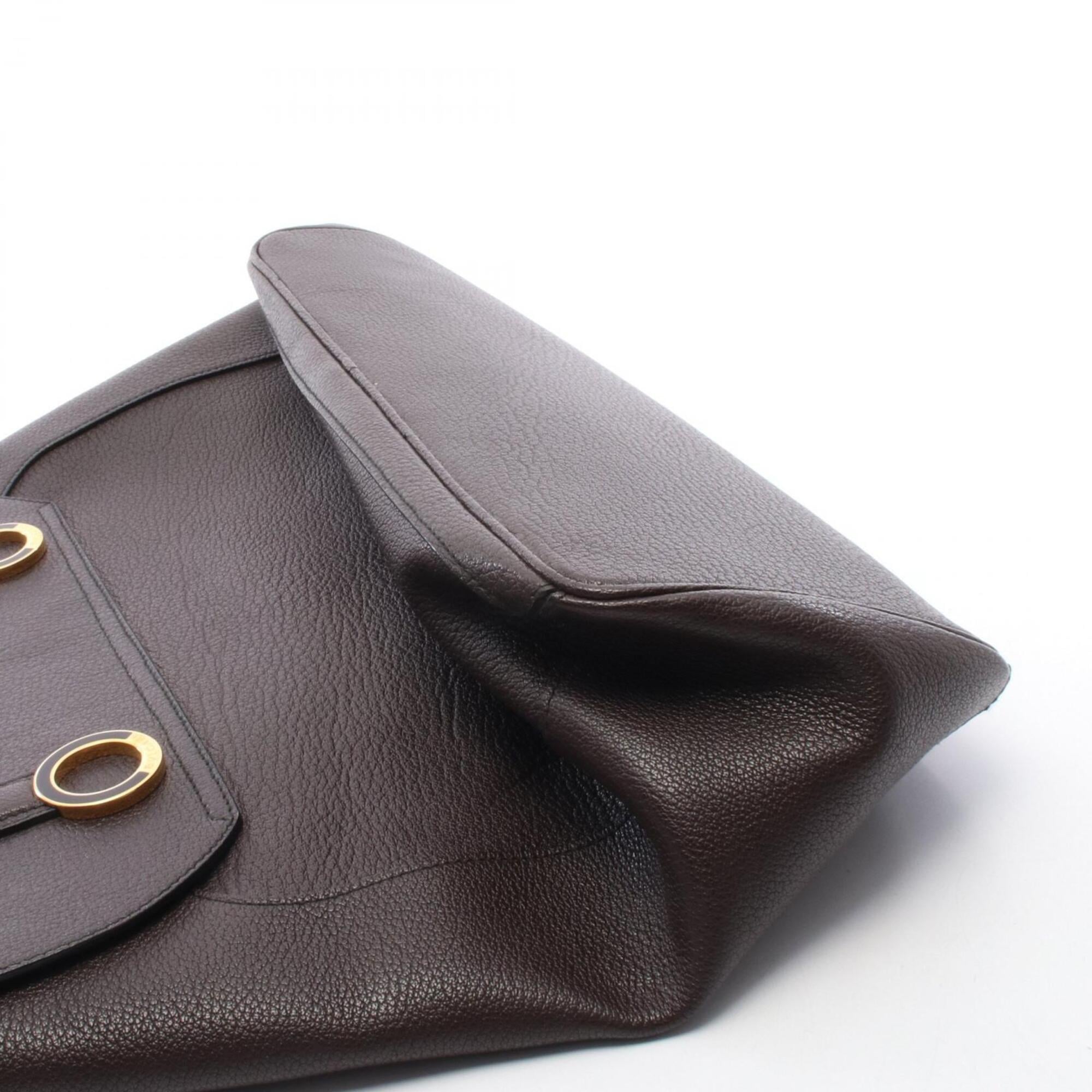Bvlgari Brown Leather Handbag Tote Bag (Pre-Owned)