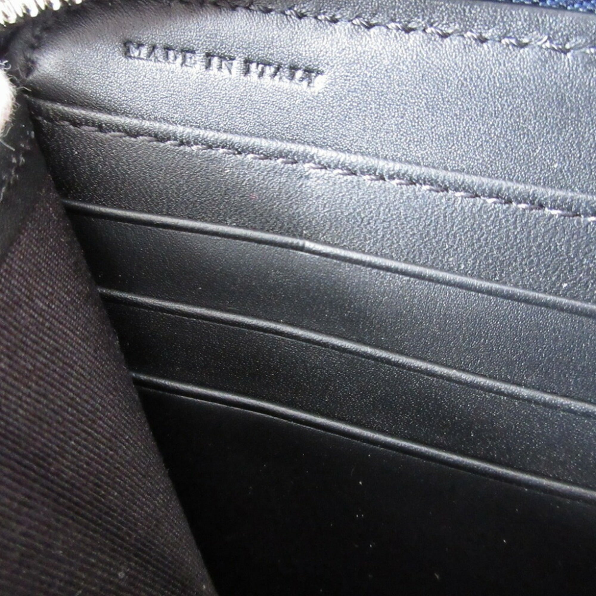 Burberry Navy Leather Long Wallet (Bi-Fold) (Pre-Owned)