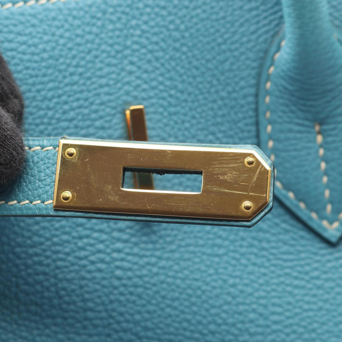 Hermes Blue Togo Leather Handbag (Pre-Owned)