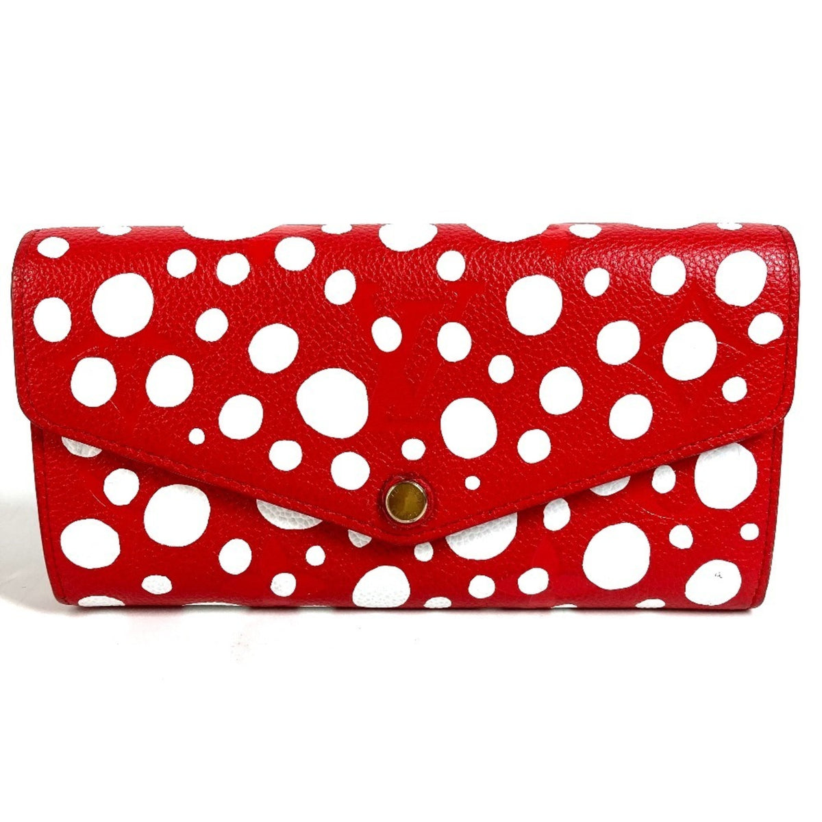 Louis Vuitton Red Color White Leather Long Wallet (Bi-Fold) (Pre-Owned)