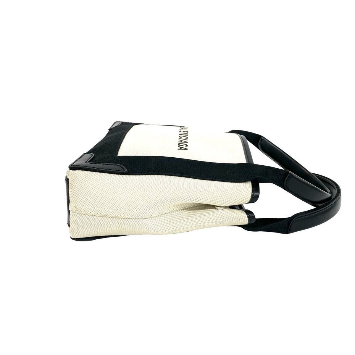 Balenciaga Black White Canvas Leather Handbag Pouch Tote Bag (Pre-Owned)