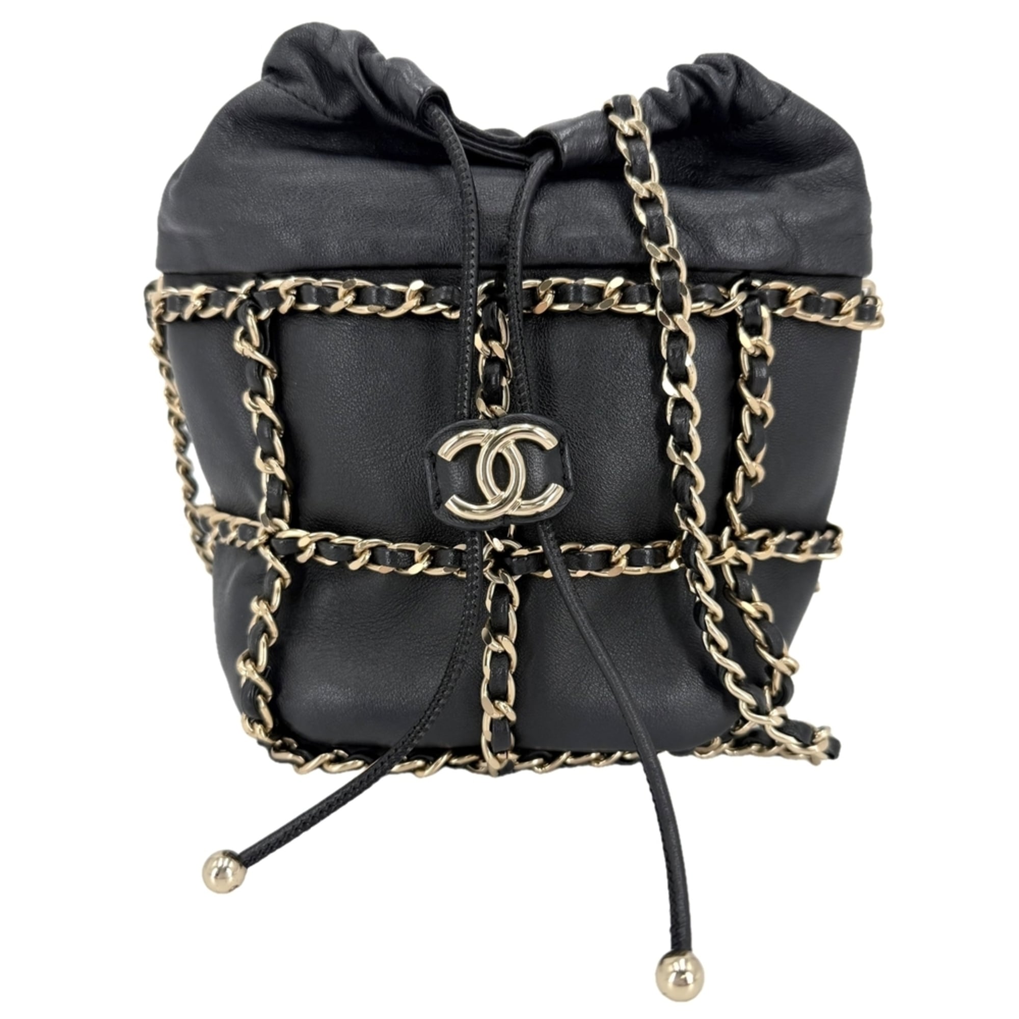 Chanel Black White Leather Shoulder Bag (Pre-Owned)