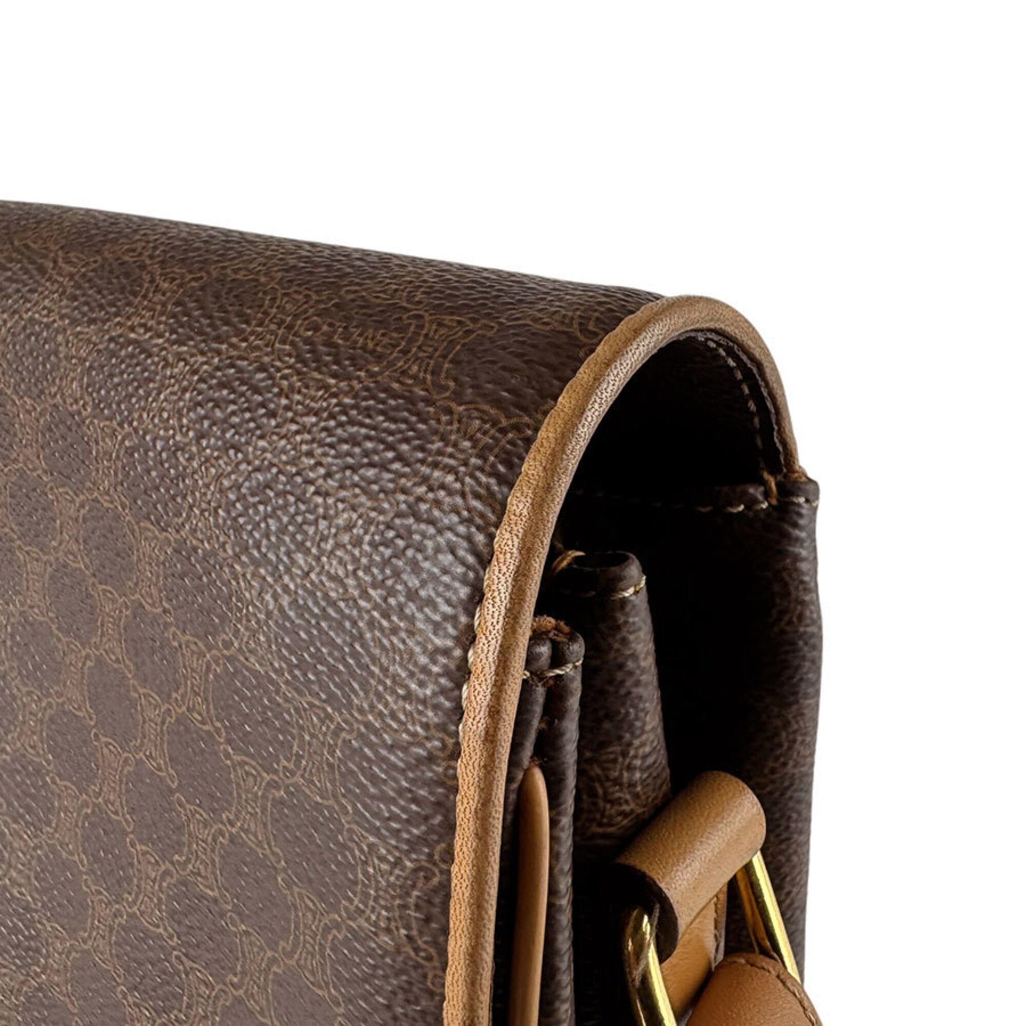 Celine Brown Coated Canvas Shoulder Bag (Pre-Owned)