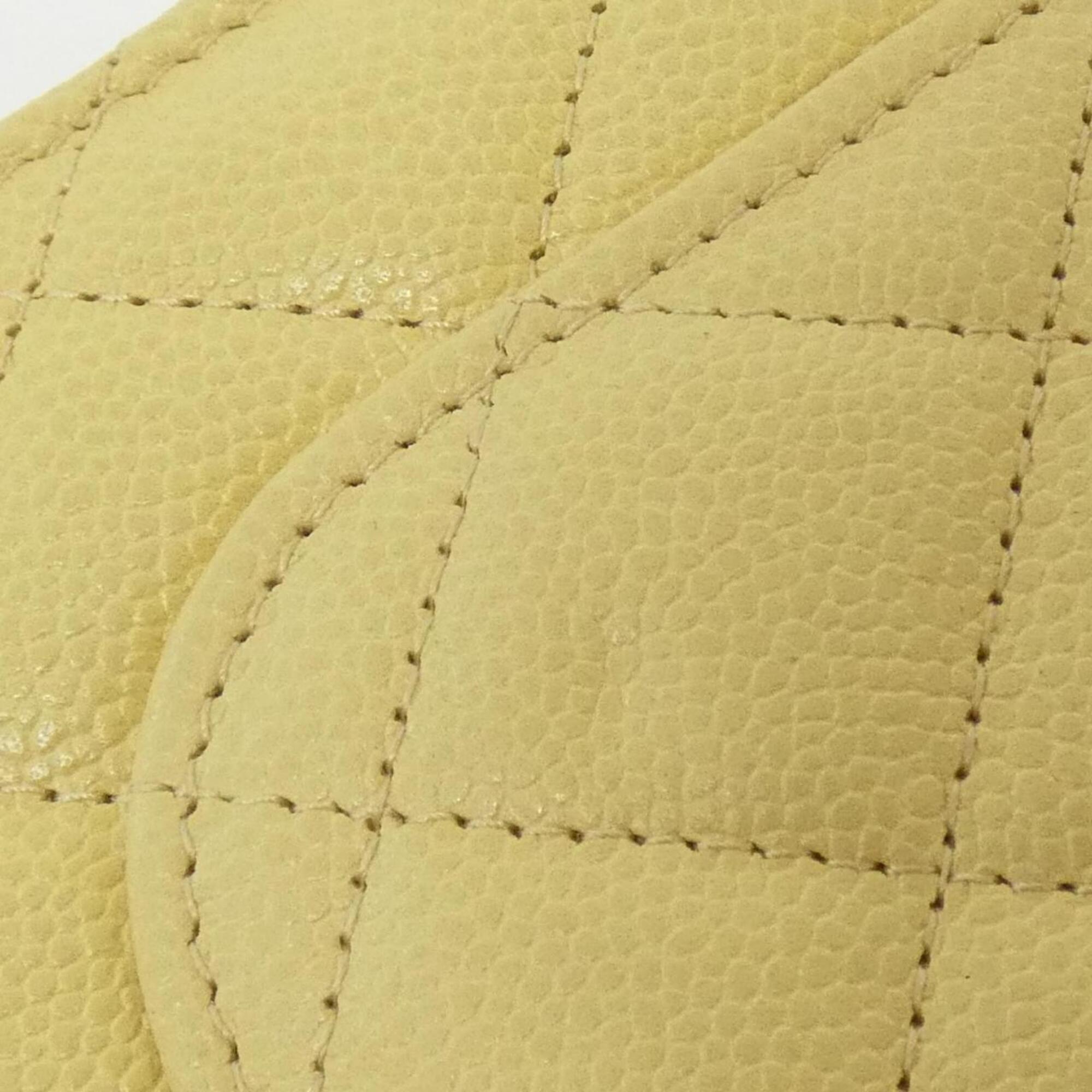Chanel Yellow Grained Calfskin Chain/Shoulder Wallet (Pre-Owned)