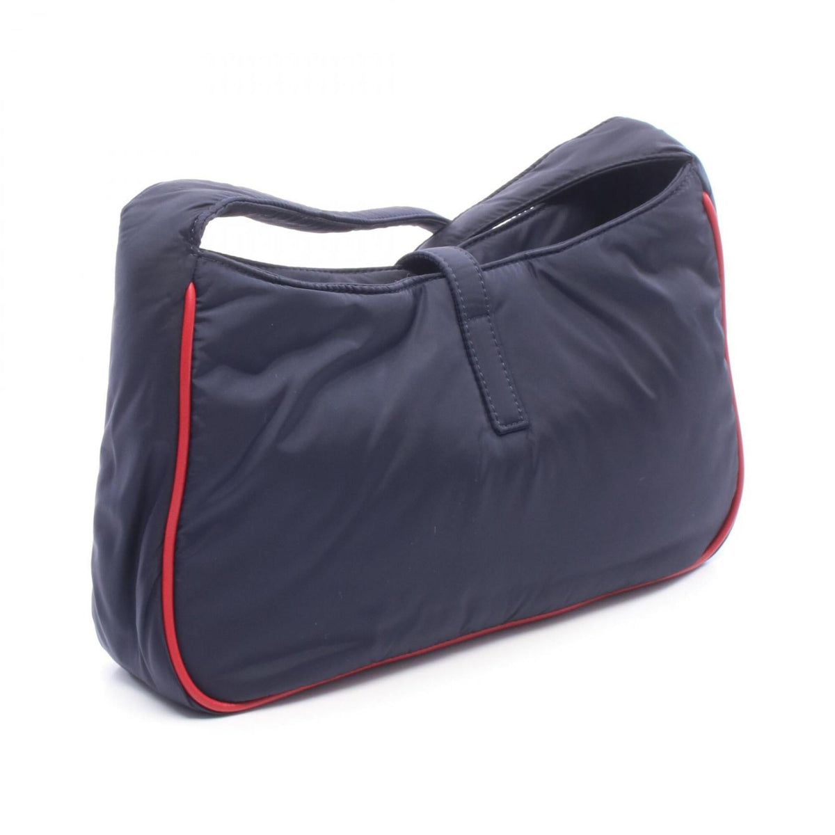 Yves Saint Laurent Navy Red Color Nylon Leather Handbag Shoulder Bag (Pre-Owned)
