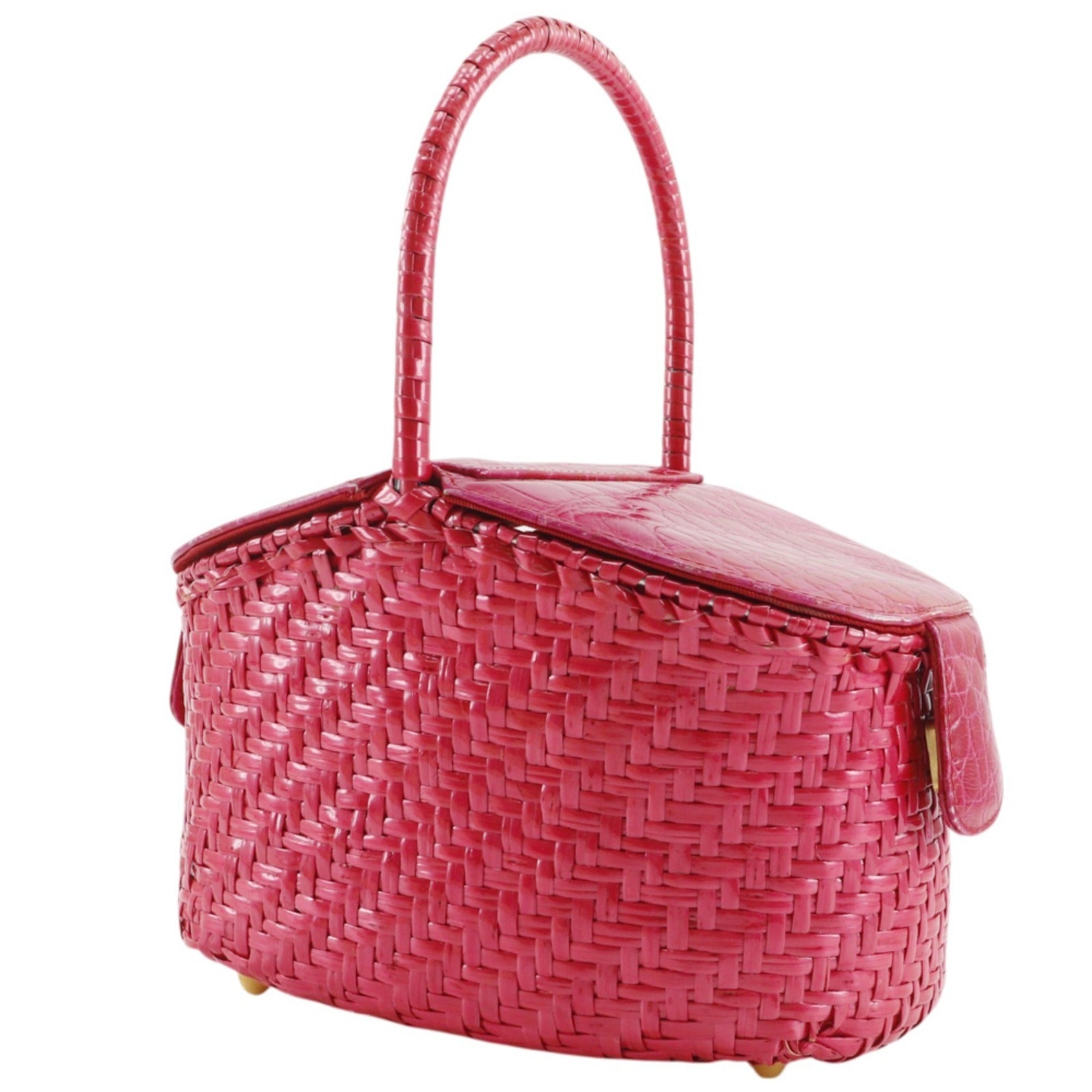Fendi Pink Straw Basket Handbag (Pre-Owned)
