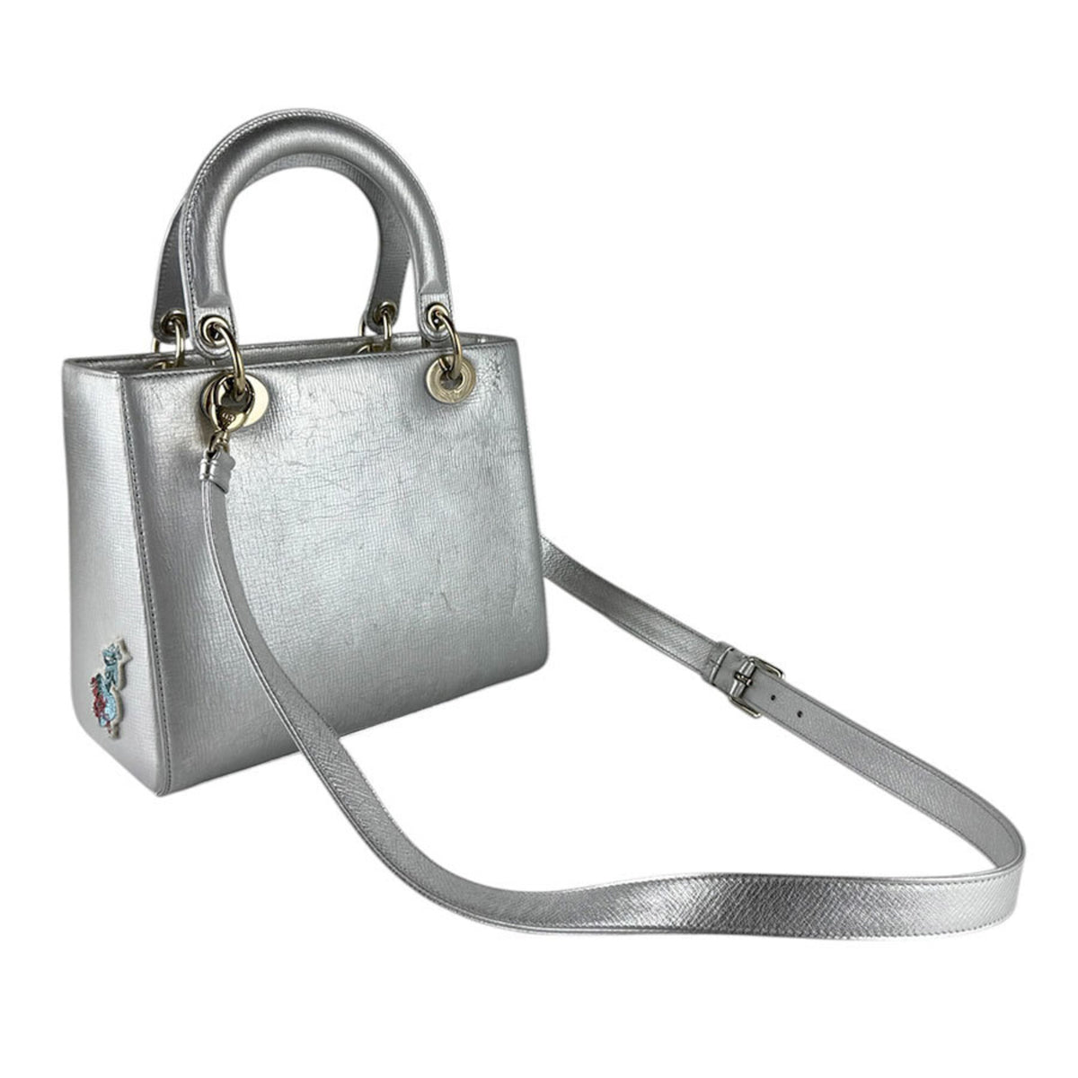 Christian Dior Multi-Color Silver Leather Handbag Shoulder Bag (Pre-Owned)