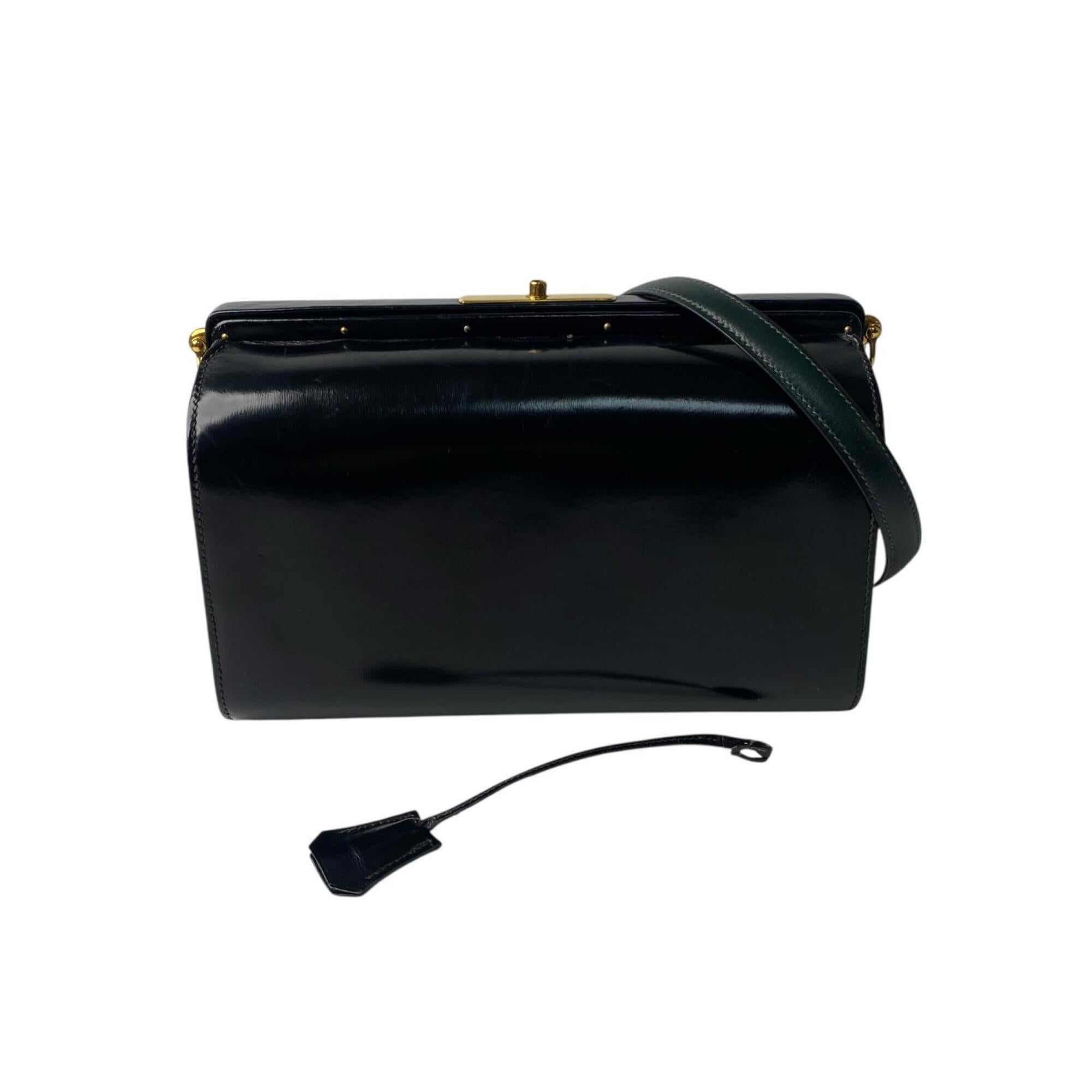 Hermes Black Dark Green Box Calf Leather Shoulder Bag (Pre-Owned)