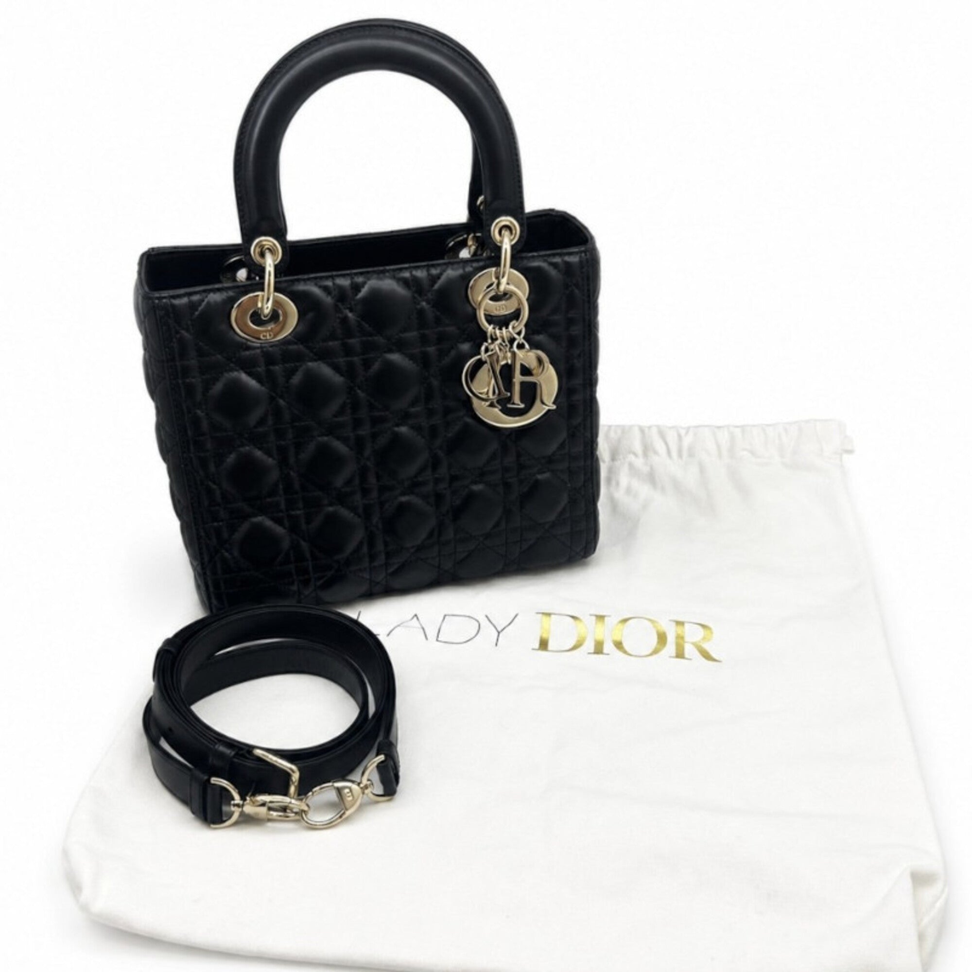 Christian Dior Black Leather Handbag Shoulder Bag (Pre-Owned)