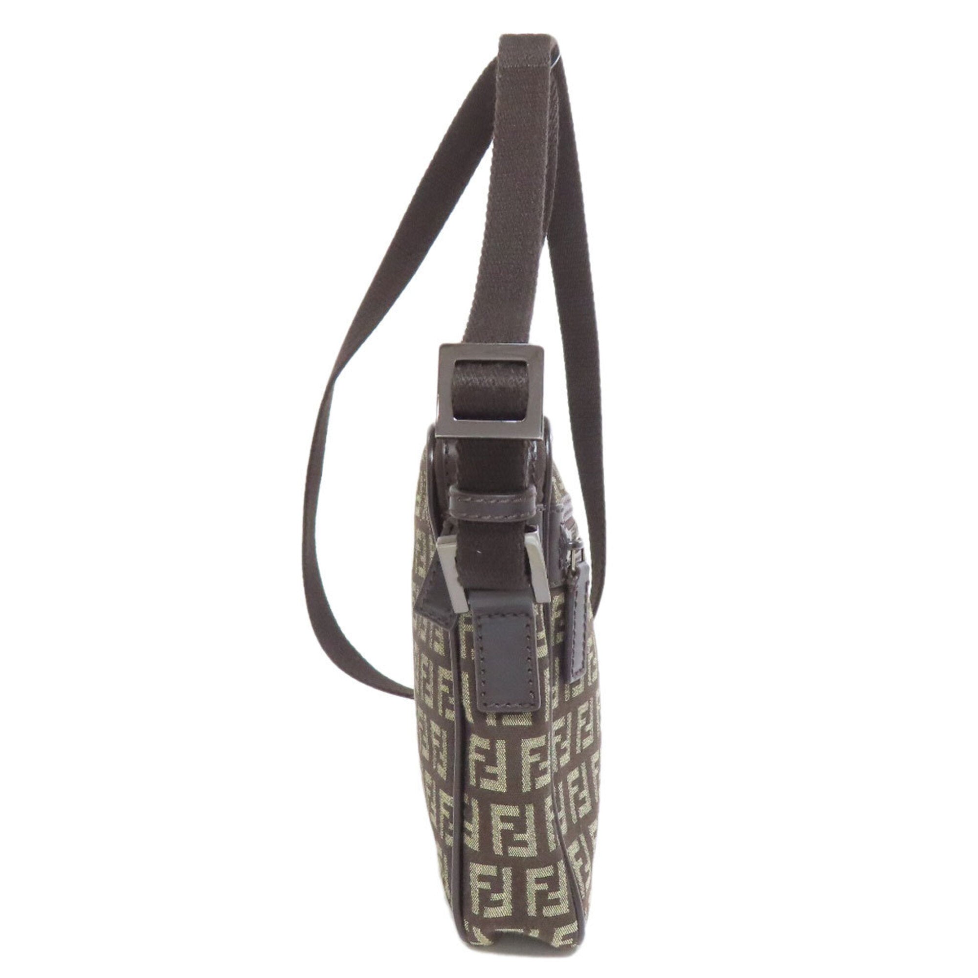 Fendi Dark Brown Canvas Shoulder Bag (Pre-Owned)