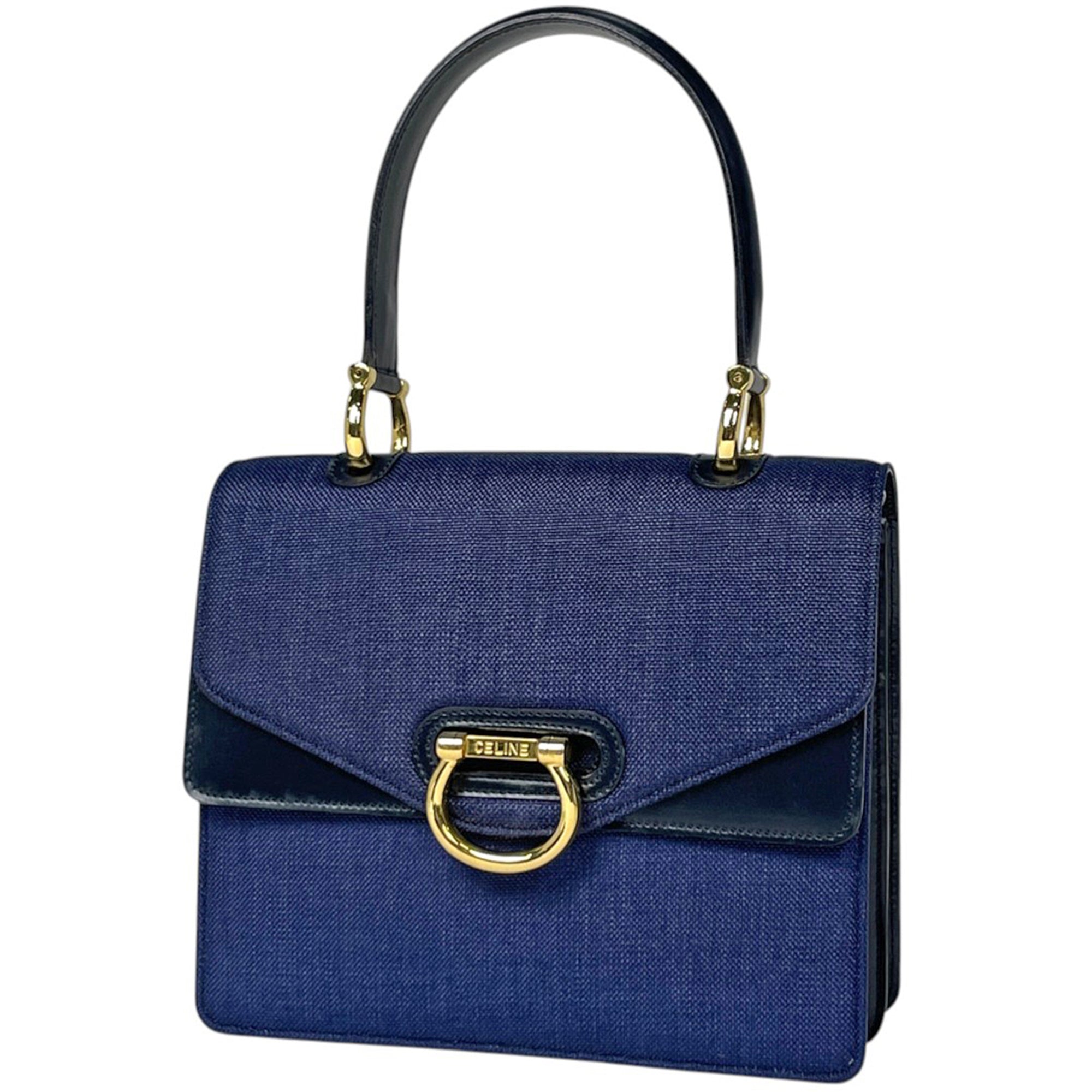 Celine Navy Canvas Leather Handbag (Pre-Owned)