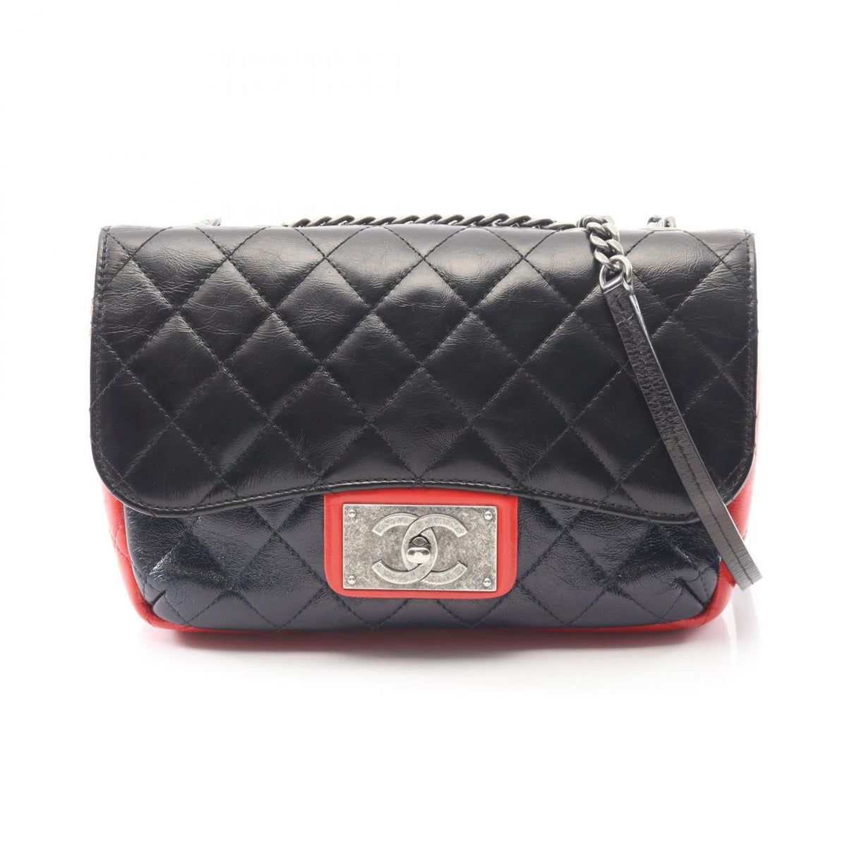Chanel Black Navy Red Color Leather Shoulder Bag (Pre-Owned)