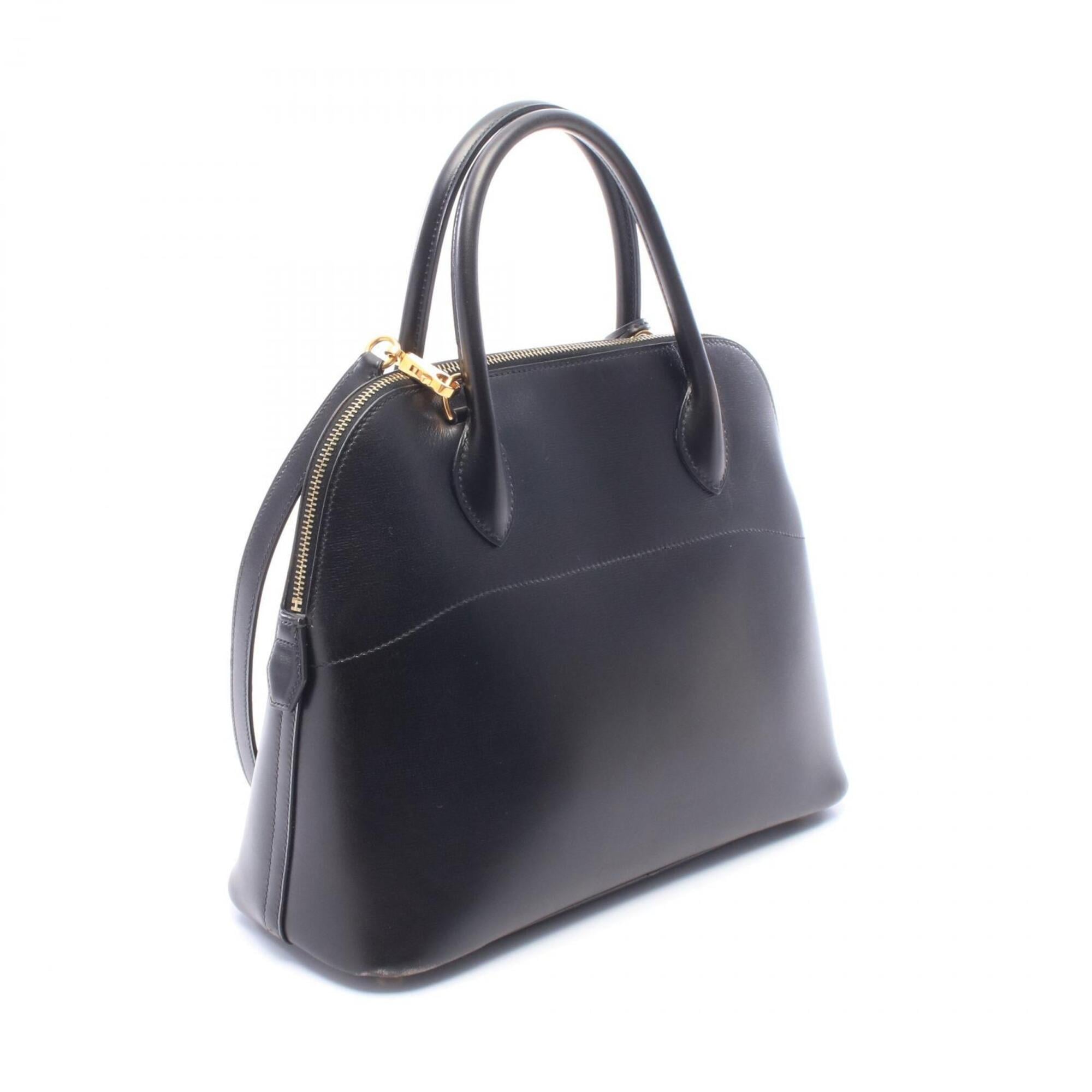 Hermes Black Box Calf Leather Leather Handbag (Pre-Owned)