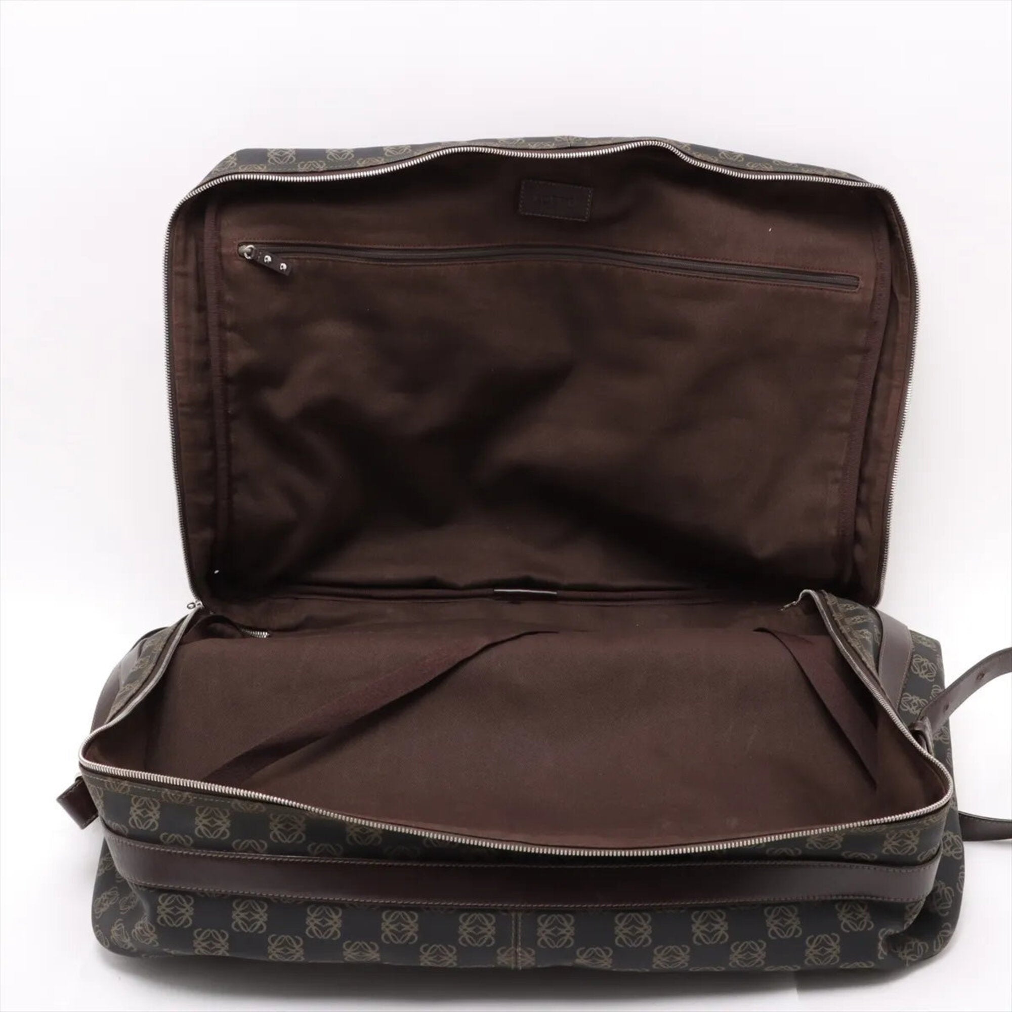 Loewe Brown Leather Coated Canvas Boston Bag Shoulder Bag Tote Bag (Pre-Owned)