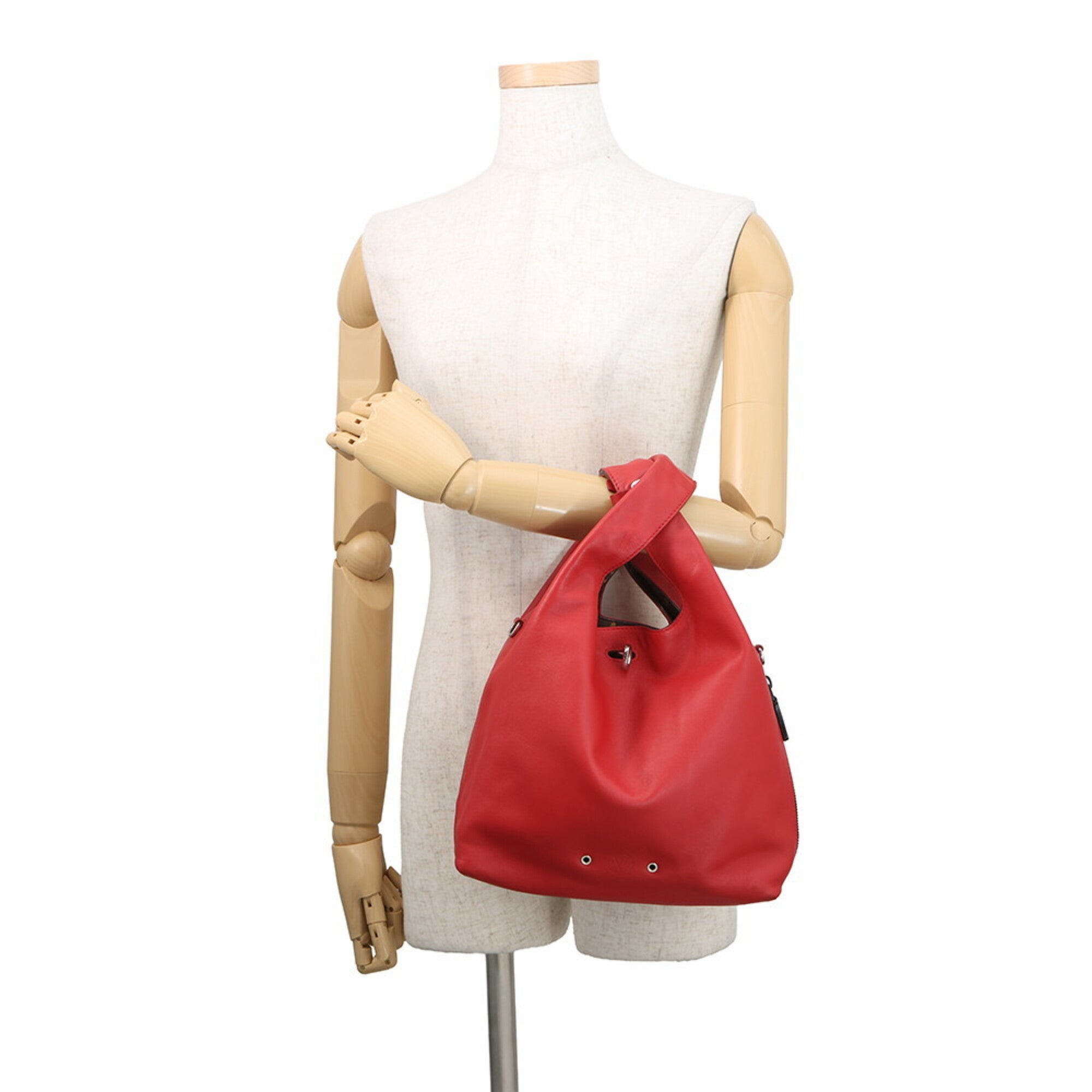 Louis Vuitton Monogram Red Color Monogram Leather Shoulder Bag Tote Bag (Pre-Owned)