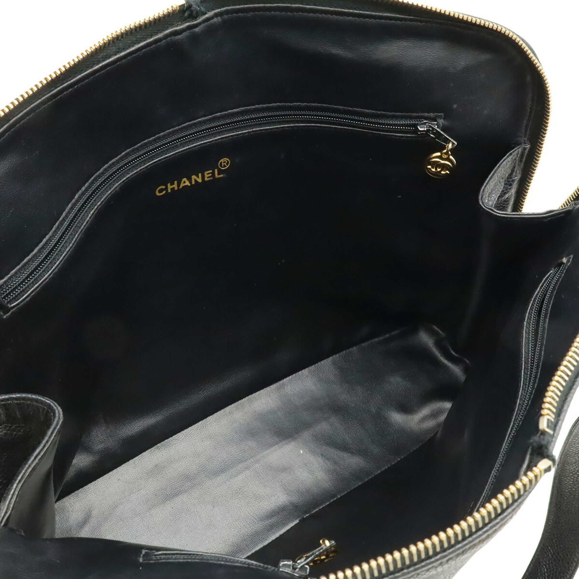 Chanel Black Grained Calfskin Shoulder Bag Tote Bag (Pre-Owned)