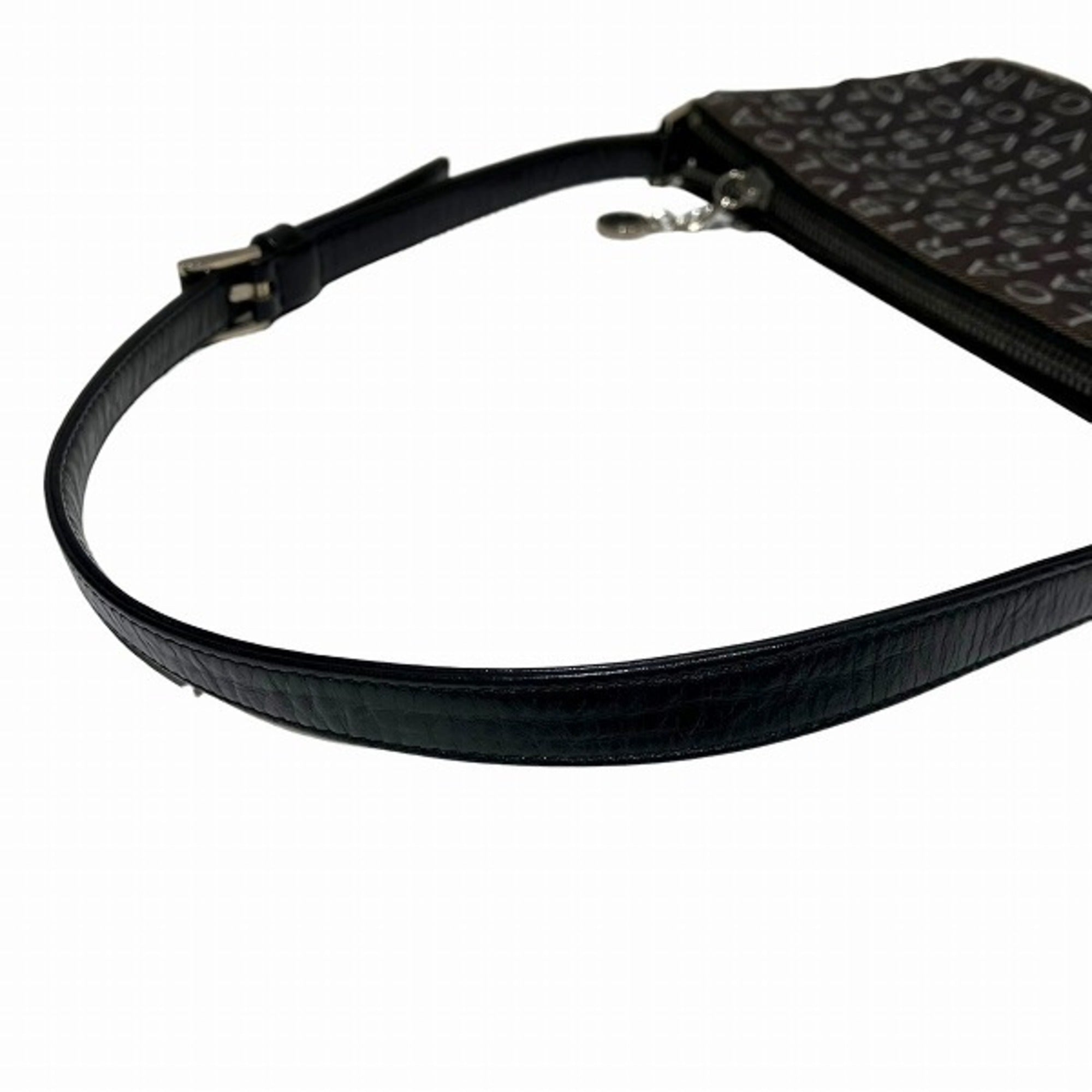 Bvlgari Bvlgari Bvlgari Black White Canvas Leather Handbag Shoulder Bag (Pre-Owned)