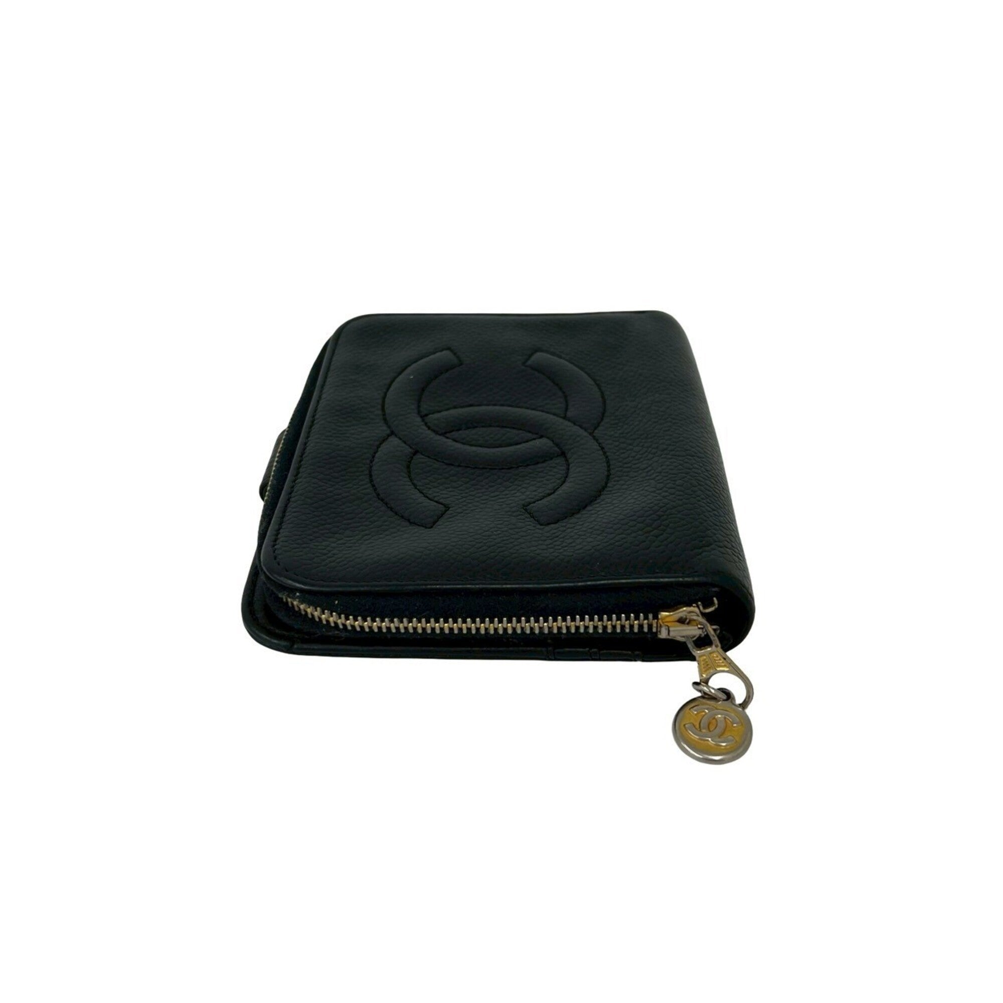 Chanel Black Grained Calfskin Wallet (Bi-Fold) (Pre-Owned)