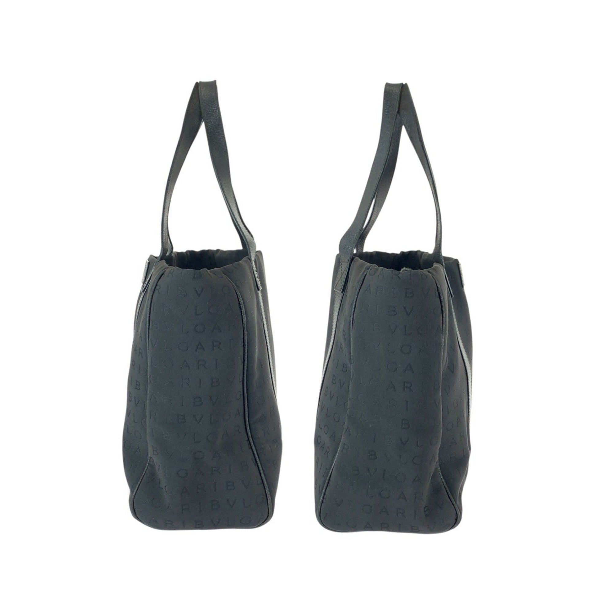 Bvlgari Black Canvas Leather Handbag Shoulder Bag (Pre-Owned)