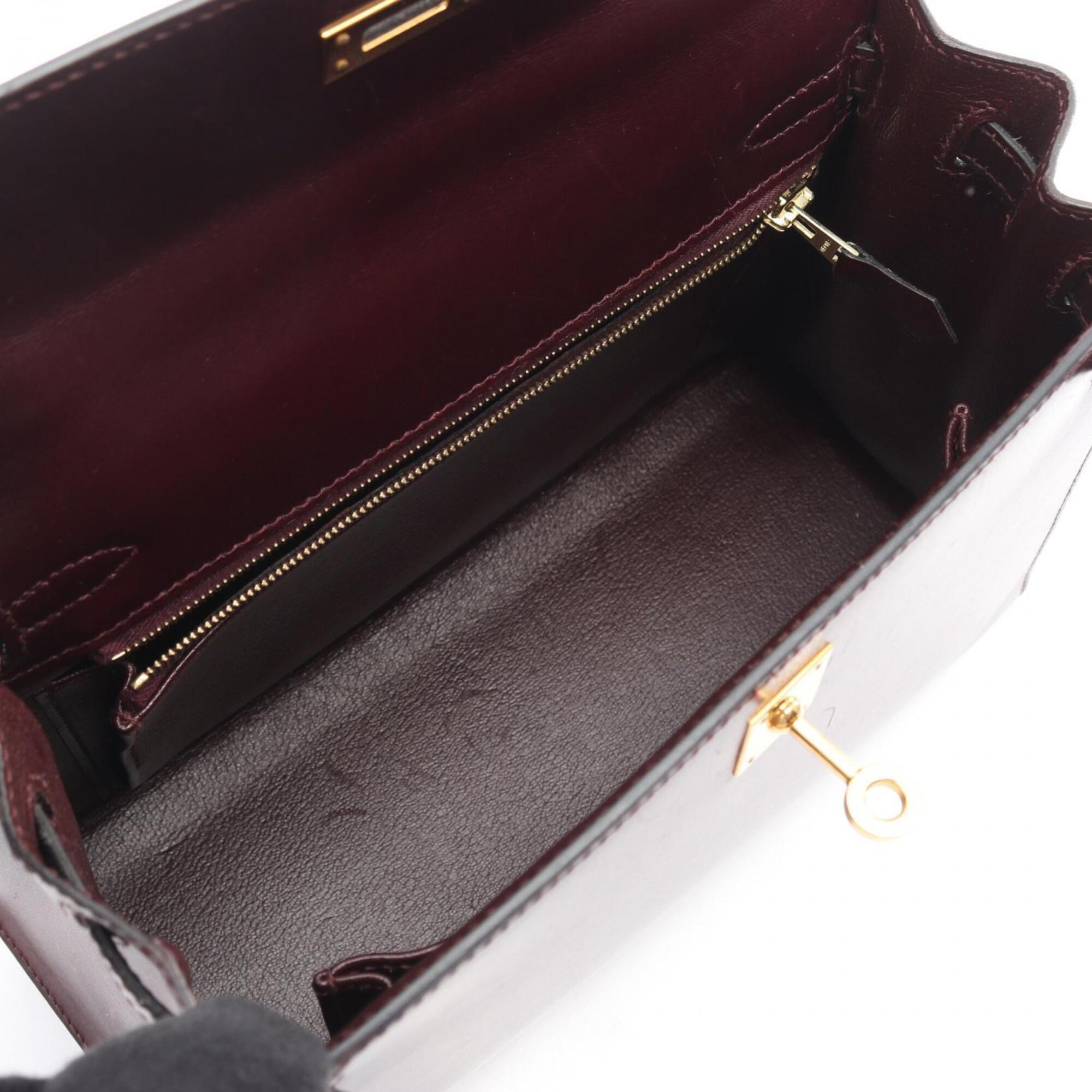 Hermes Bordeaux Rouge H Leather Handbag (Pre-Owned)