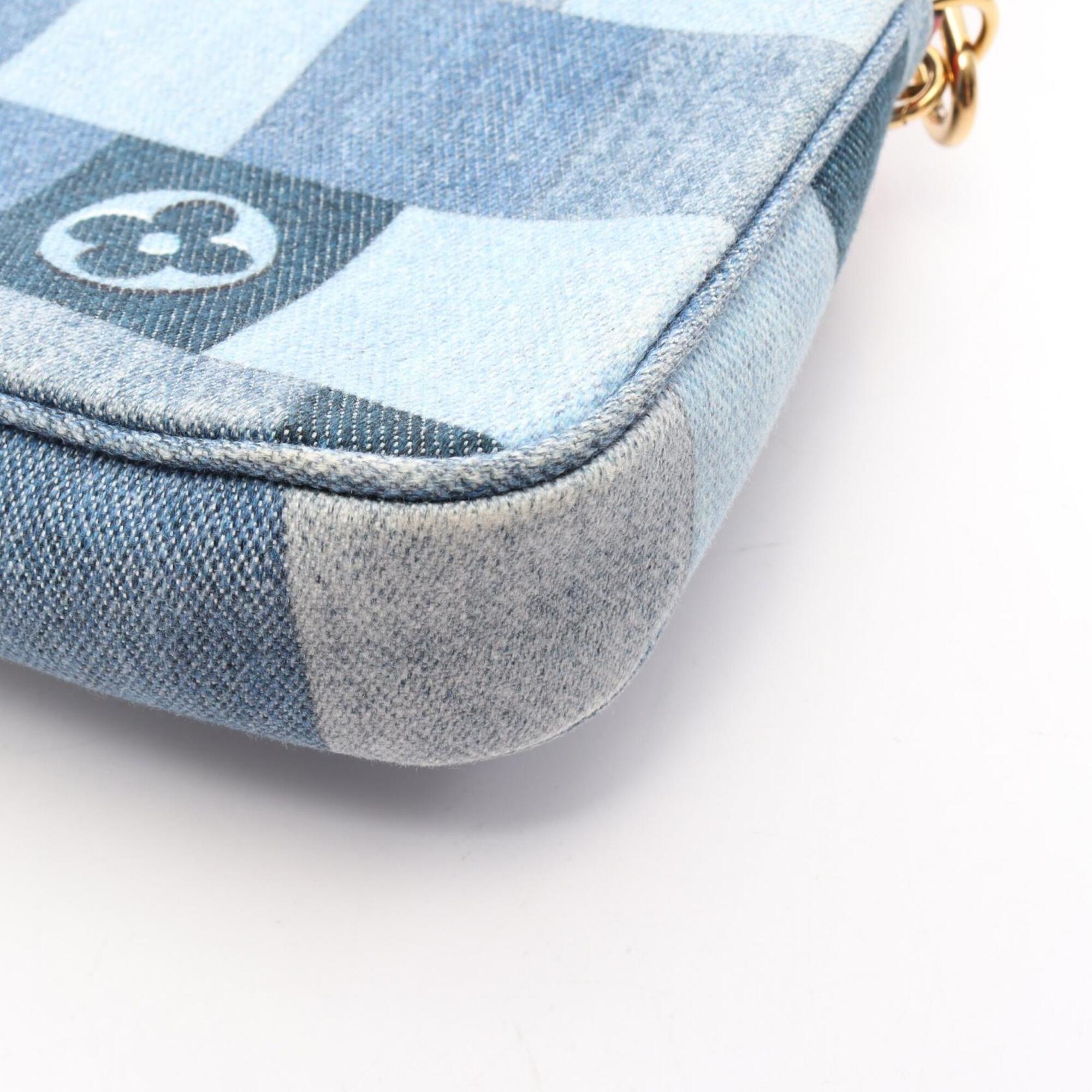 Louis Vuitton Blue Multi-Color Denim Leather Handbag Pochette Shoulder Bag (Pre-Owned)