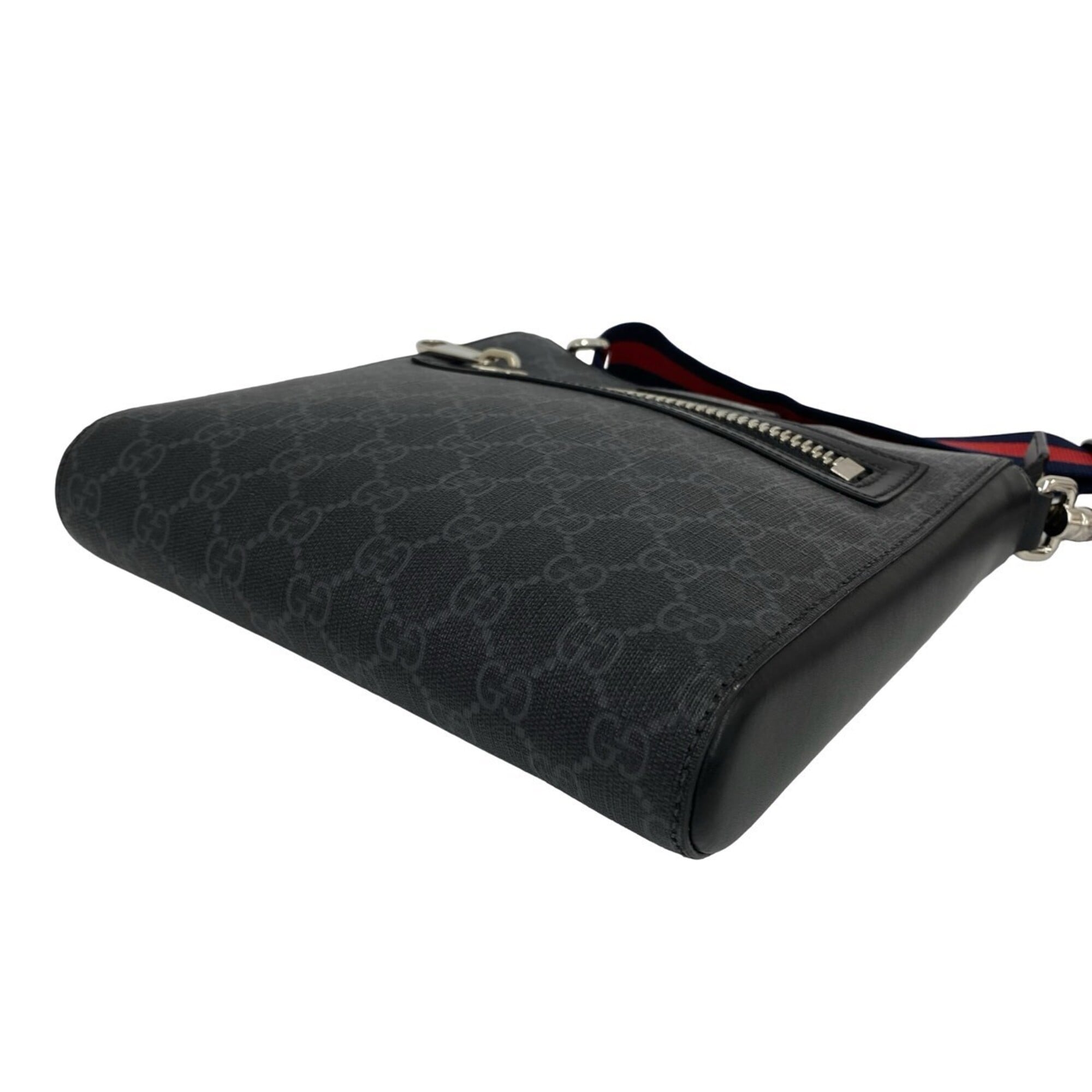 Gucci Black Navy Red Color Leather Elastane Shoulder Bag (Pre-Owned)