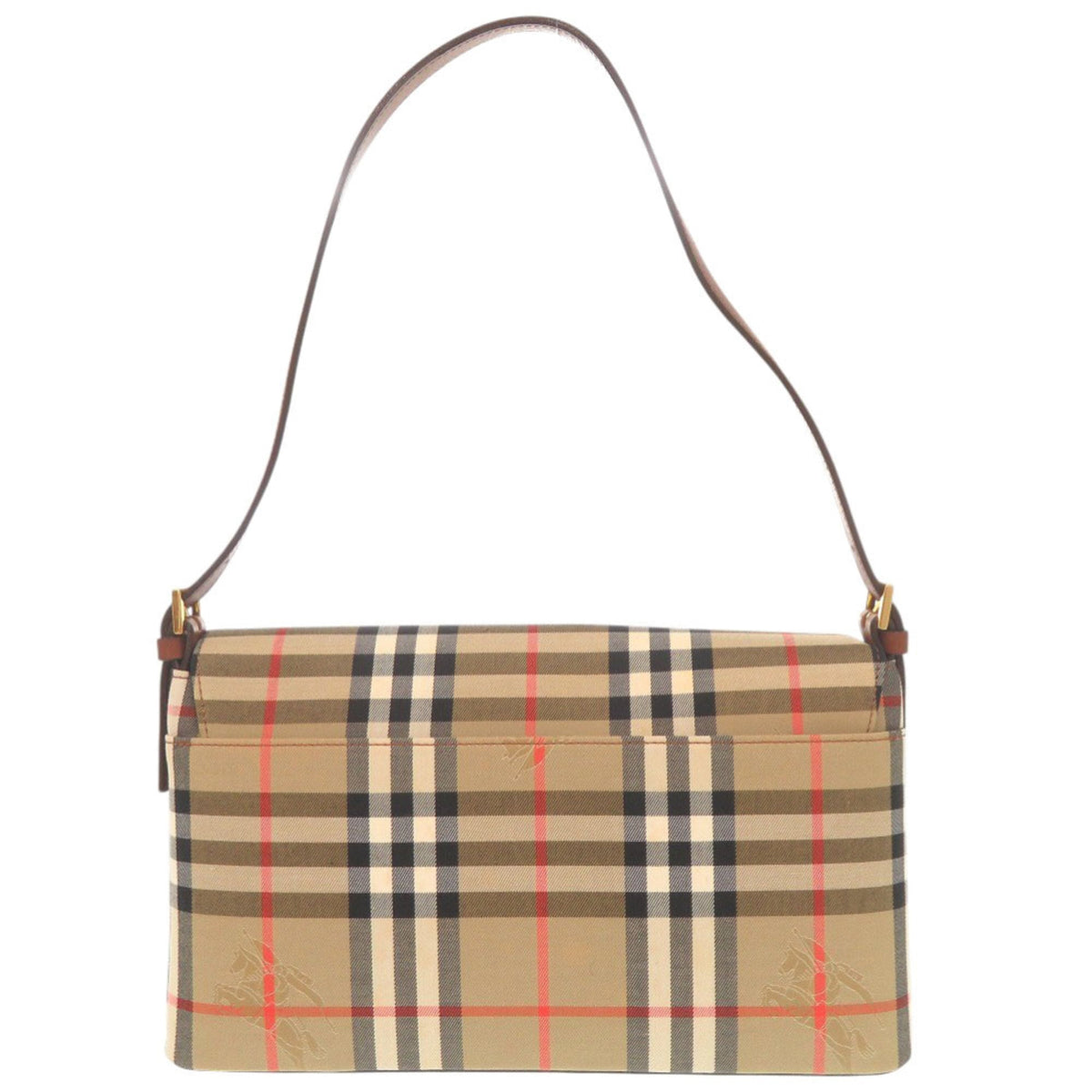Burberry Beige Brown Canvas Shoulder Bag (Pre-Owned)