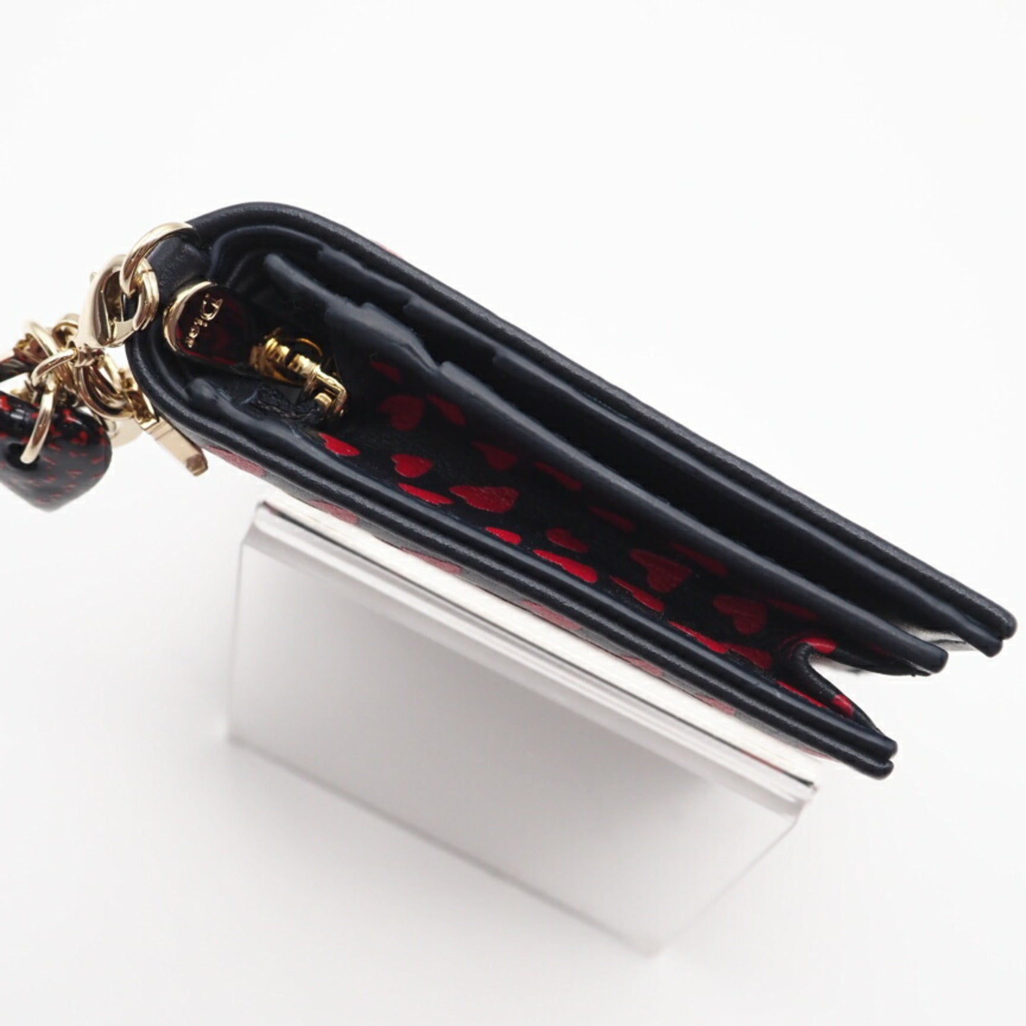 Christian Dior Navy Red Color Leather Wallet (Bi-Fold) (Pre-Owned)