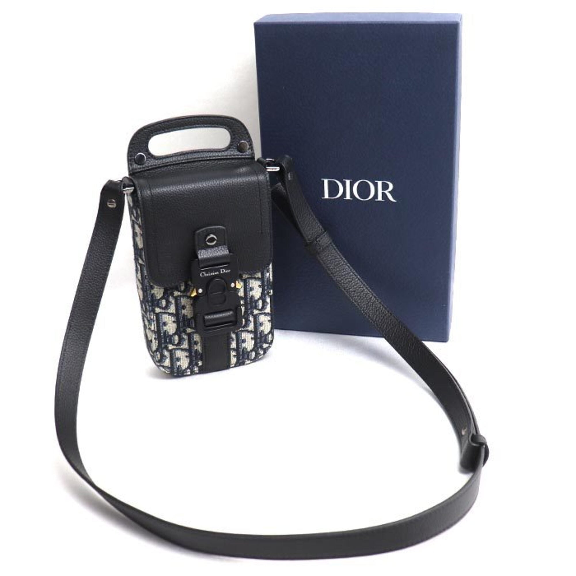 Christian Dior Black Leather Jacquard Shoulder Bag (Pre-Owned)