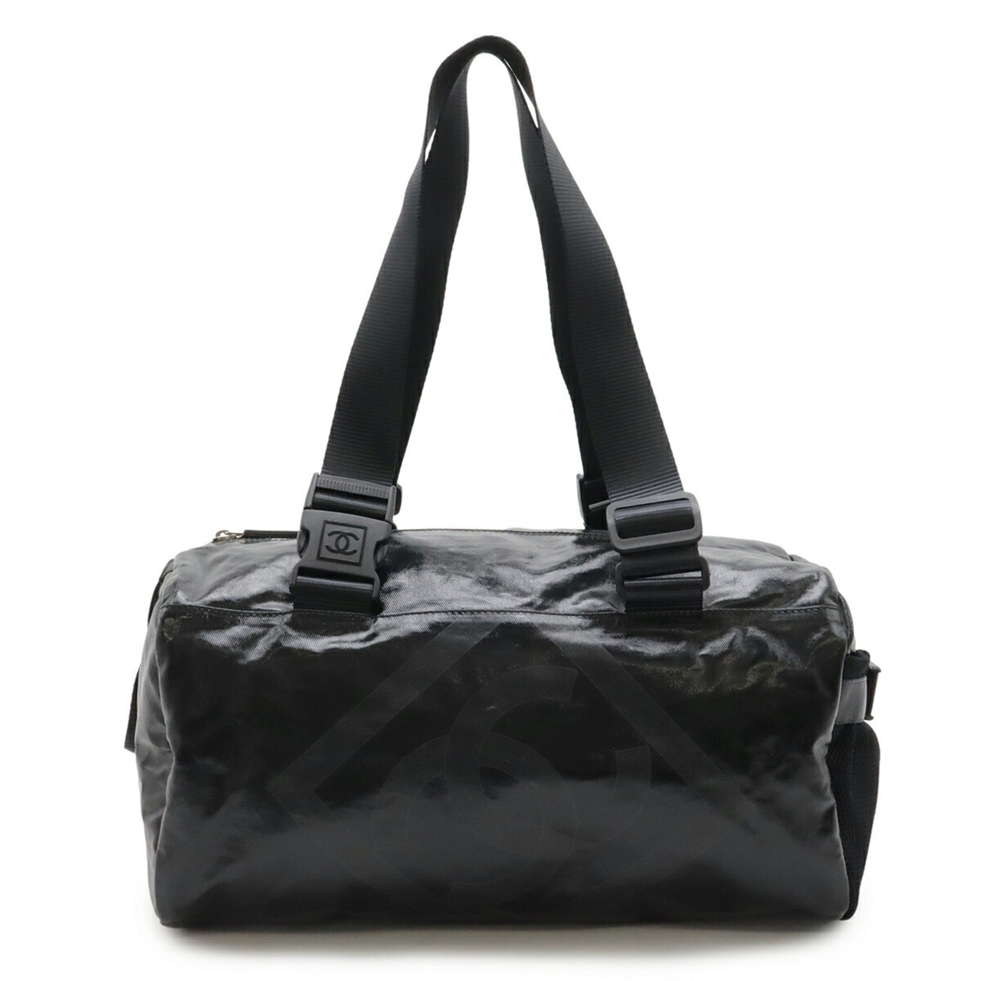 Chanel Sport Black Coated Canvas Boston Bag Handbag Shoulder Bag (Pre-Owned)