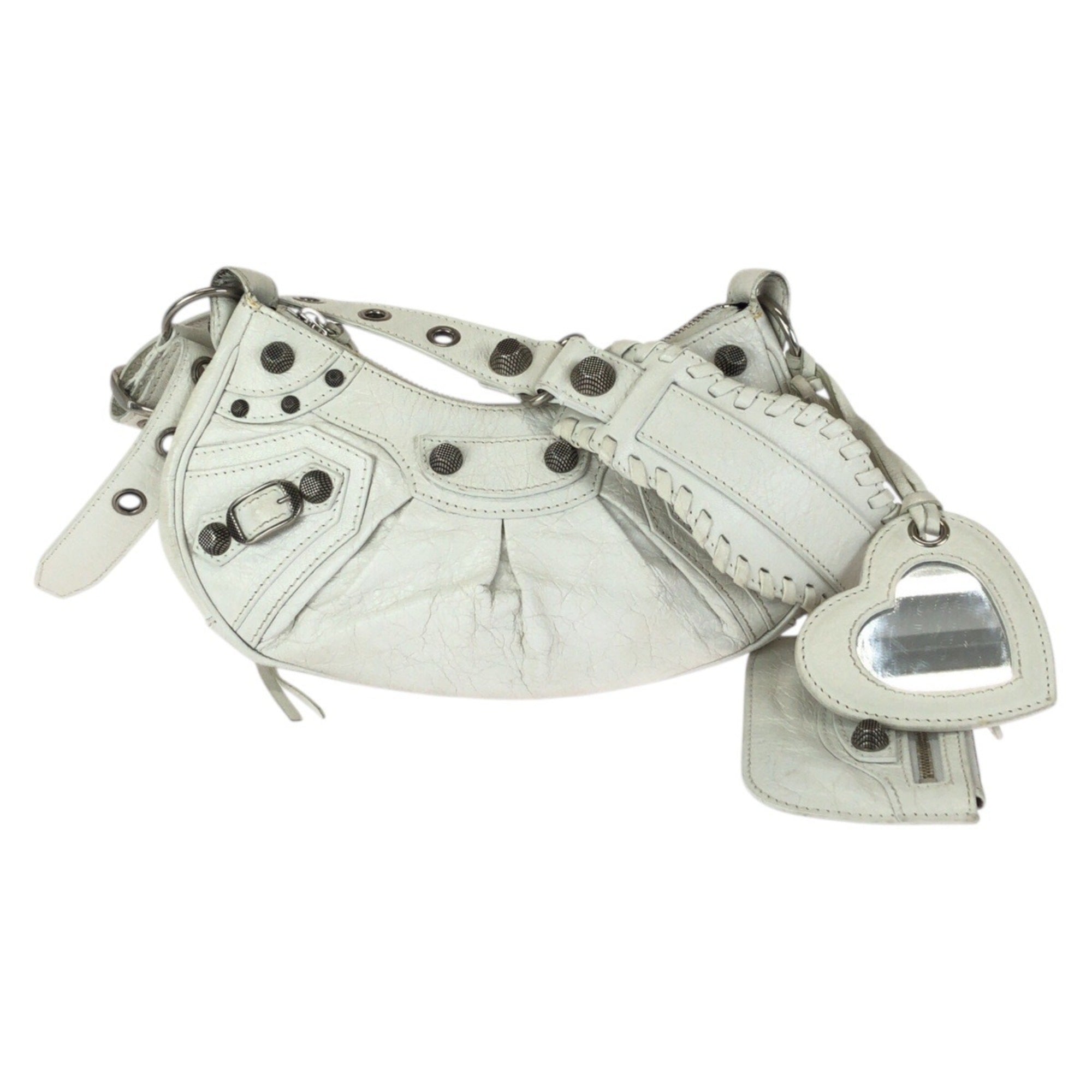 Balenciaga White Leather Pochette Shoulder Bag (Pre-Owned)