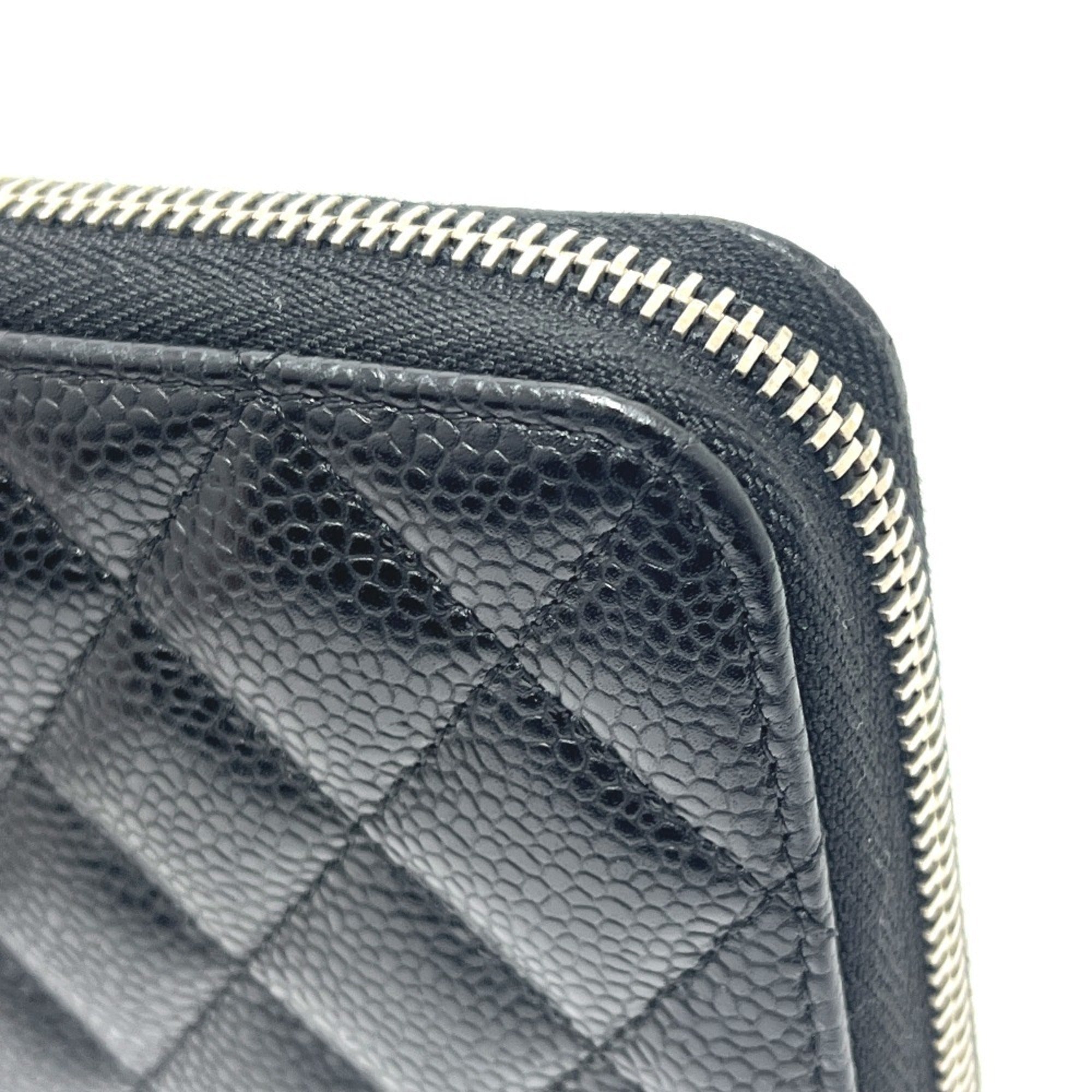 Chanel Black Grained Calfskin Long Wallet (Bi-Fold) (Pre-Owned)