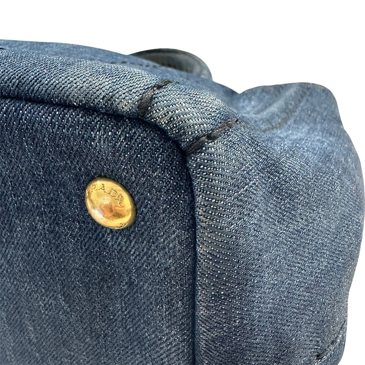 Prada Dark Blue Denim Handbag Shoulder Bag (Pre-Owned)