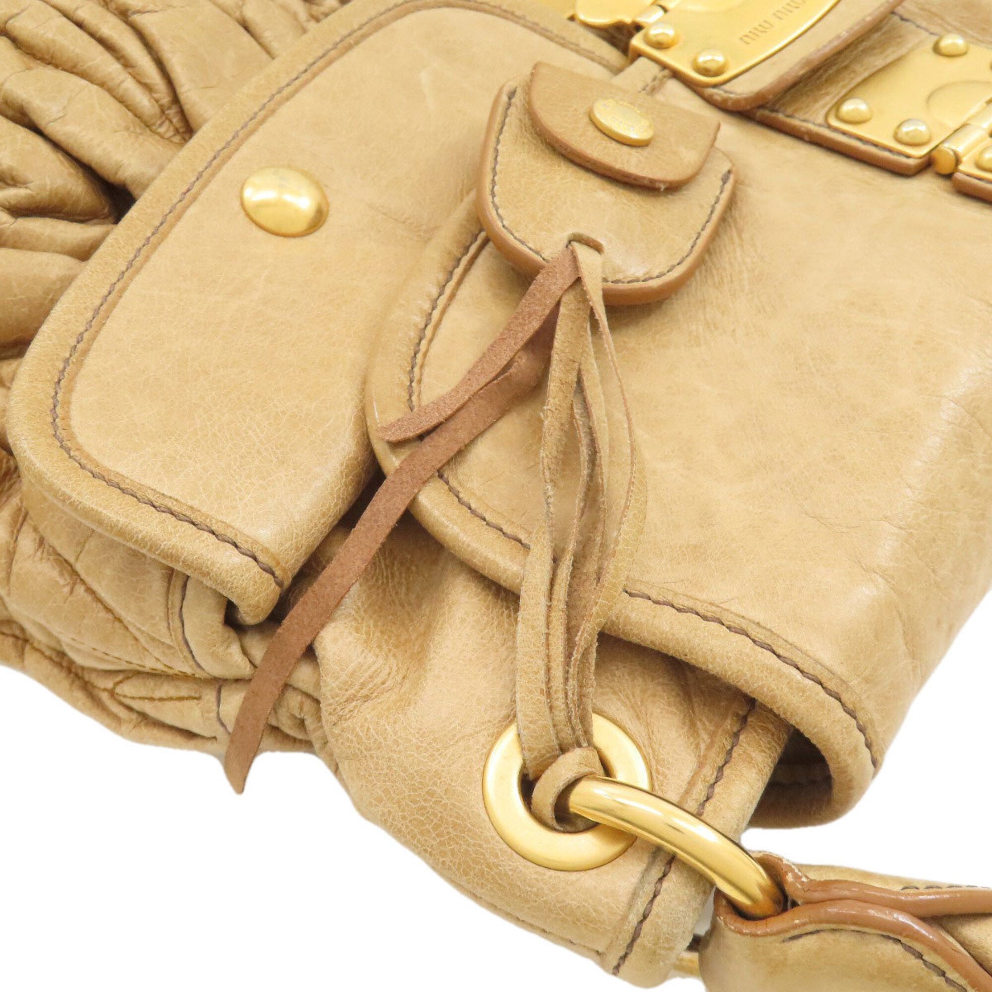 Miu Miu Beige Leather Tote Bag (Pre-Owned)