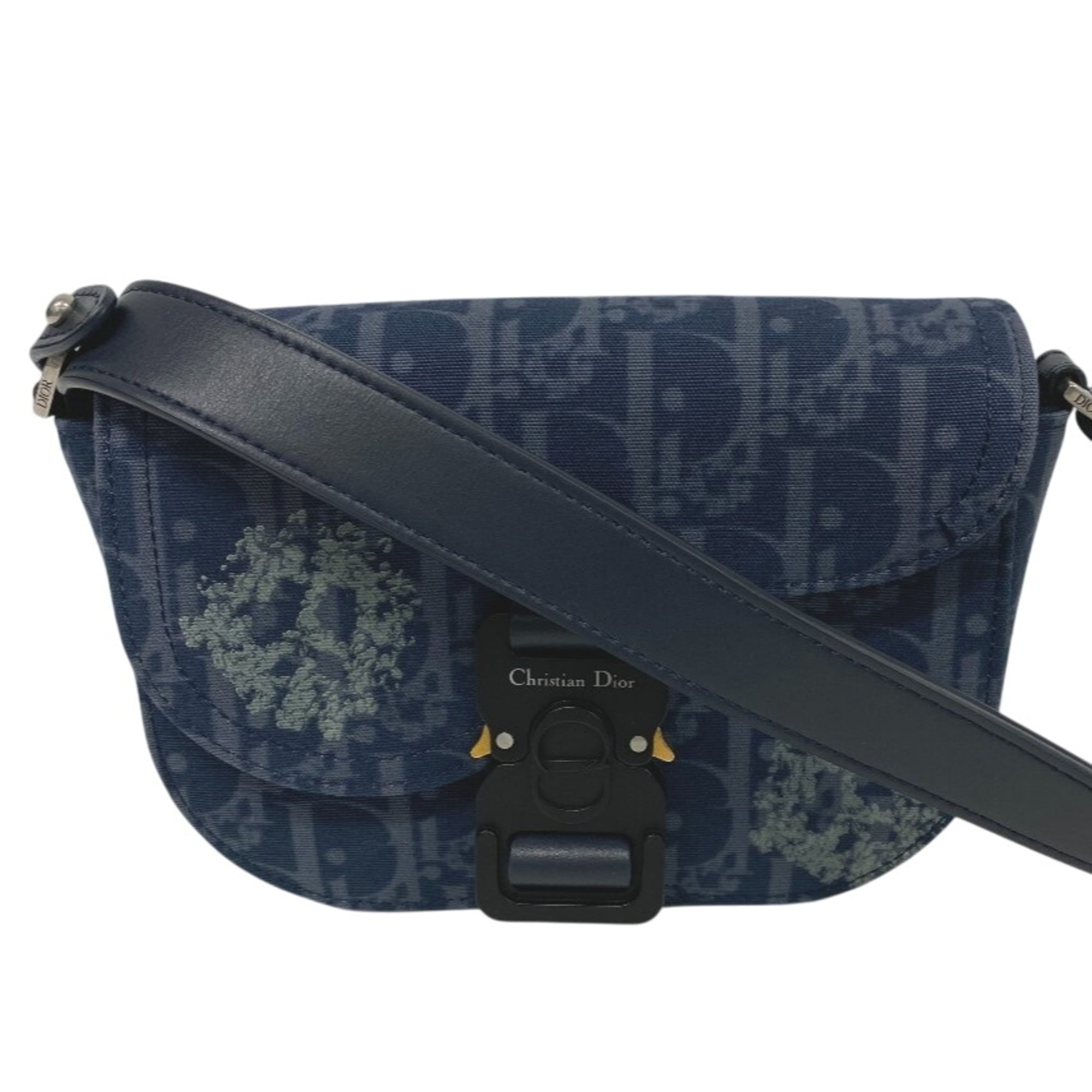 Christian Dior Navy Canvas Leather Shoulder Bag (Pre-Owned)