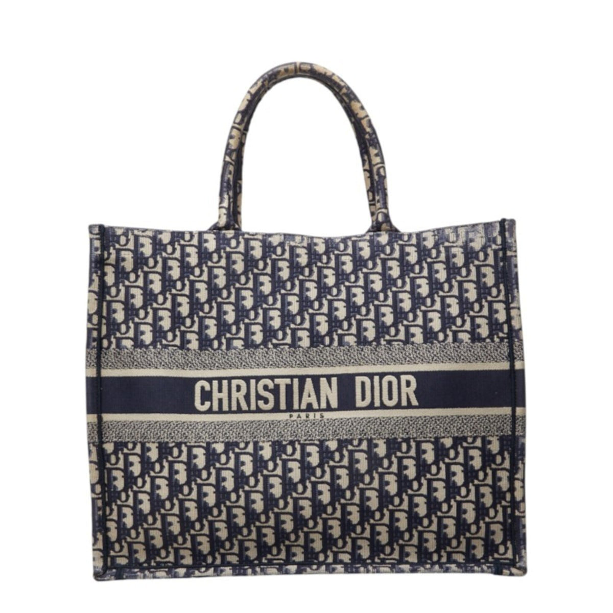 Christian Dior Navy Canvas Handbag Tote Bag (Pre-Owned)