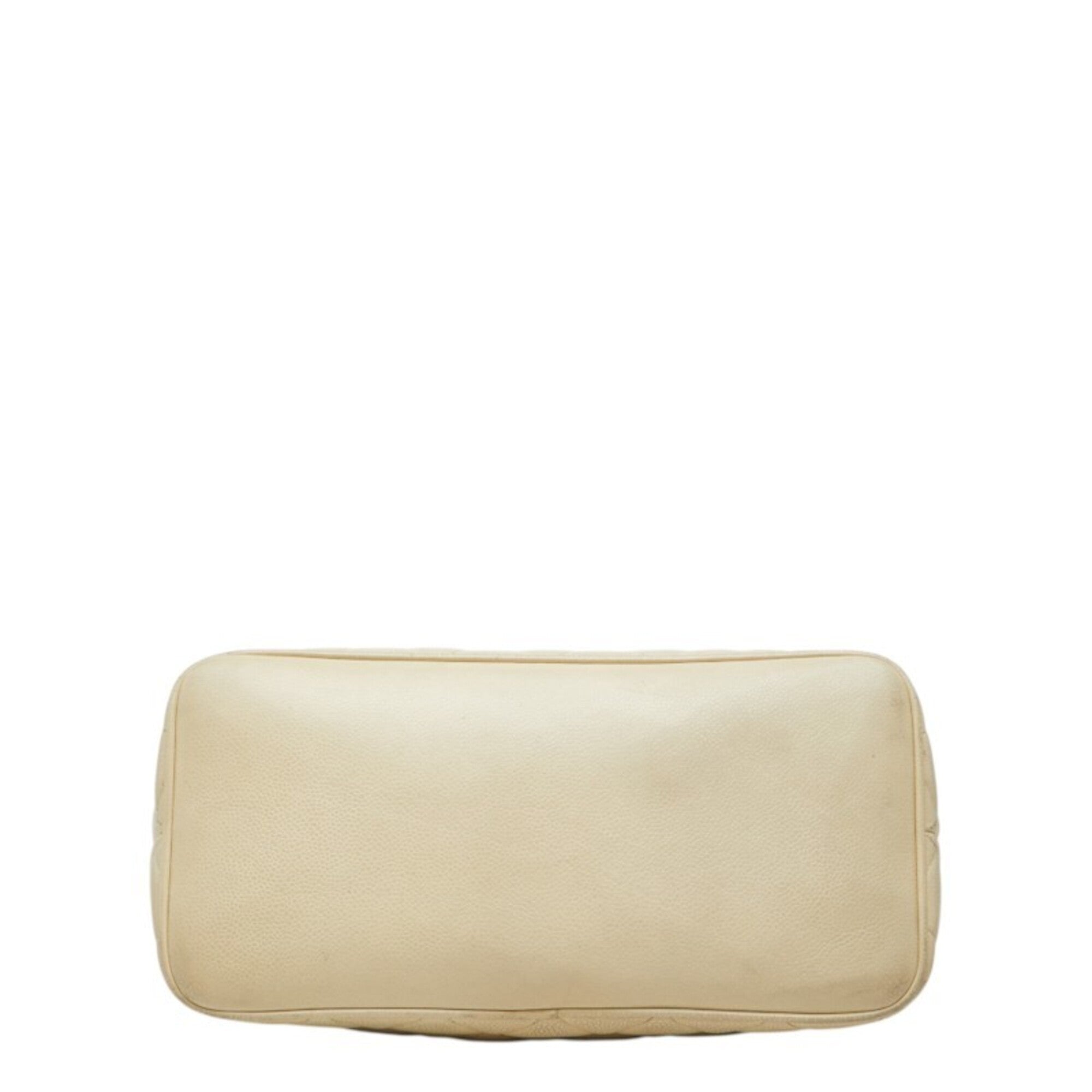 Chanel Ivory White Grained Calfskin Handbag Tote Bag (Pre-Owned)