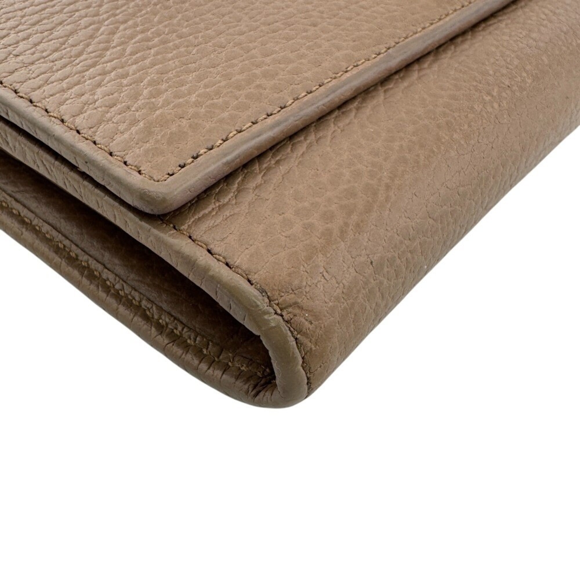 Gucci Beige Leather Long Wallet (Bi-Fold) (Pre-Owned)