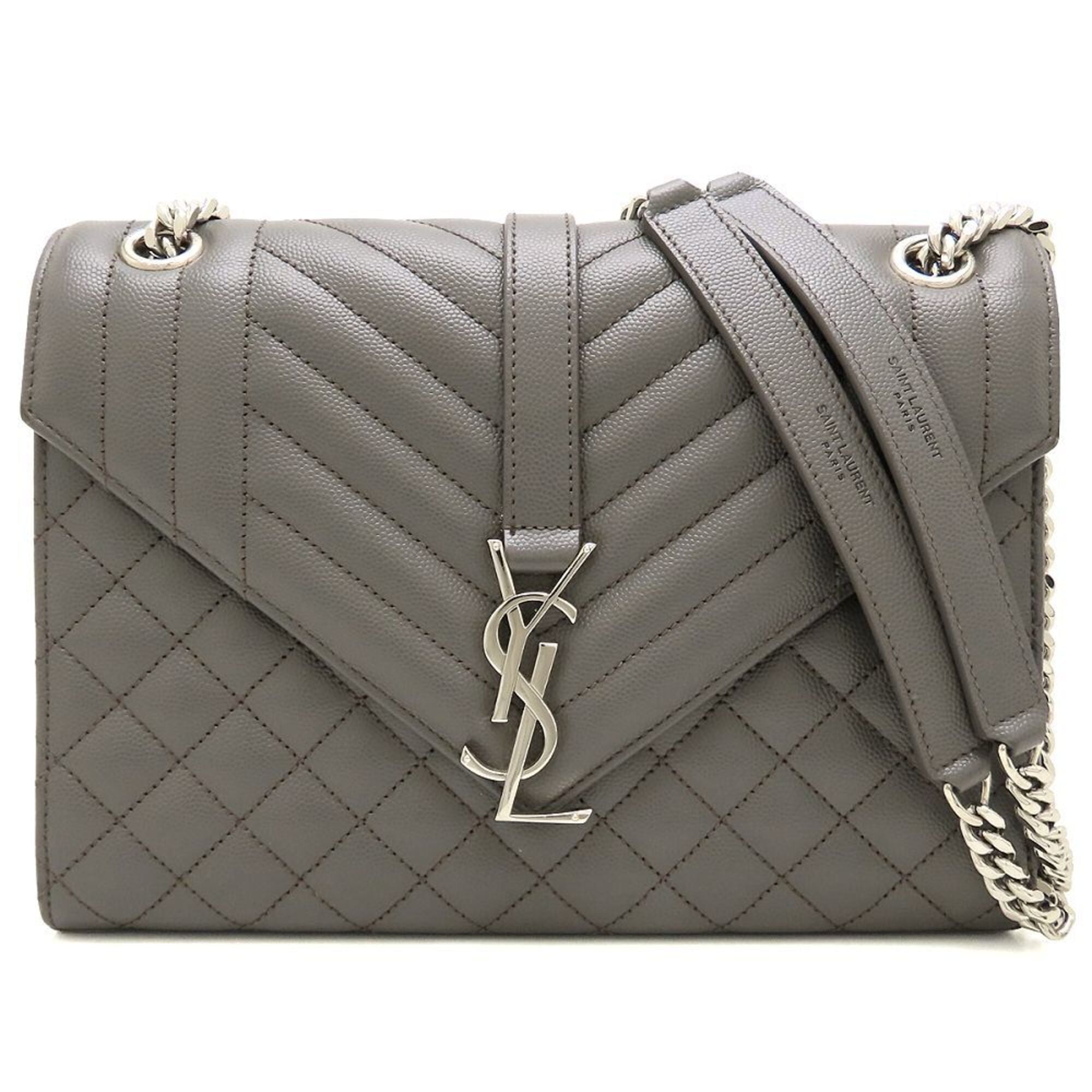 Yves Saint Laurent Gray Leather Shoulder Bag (Pre-Owned)