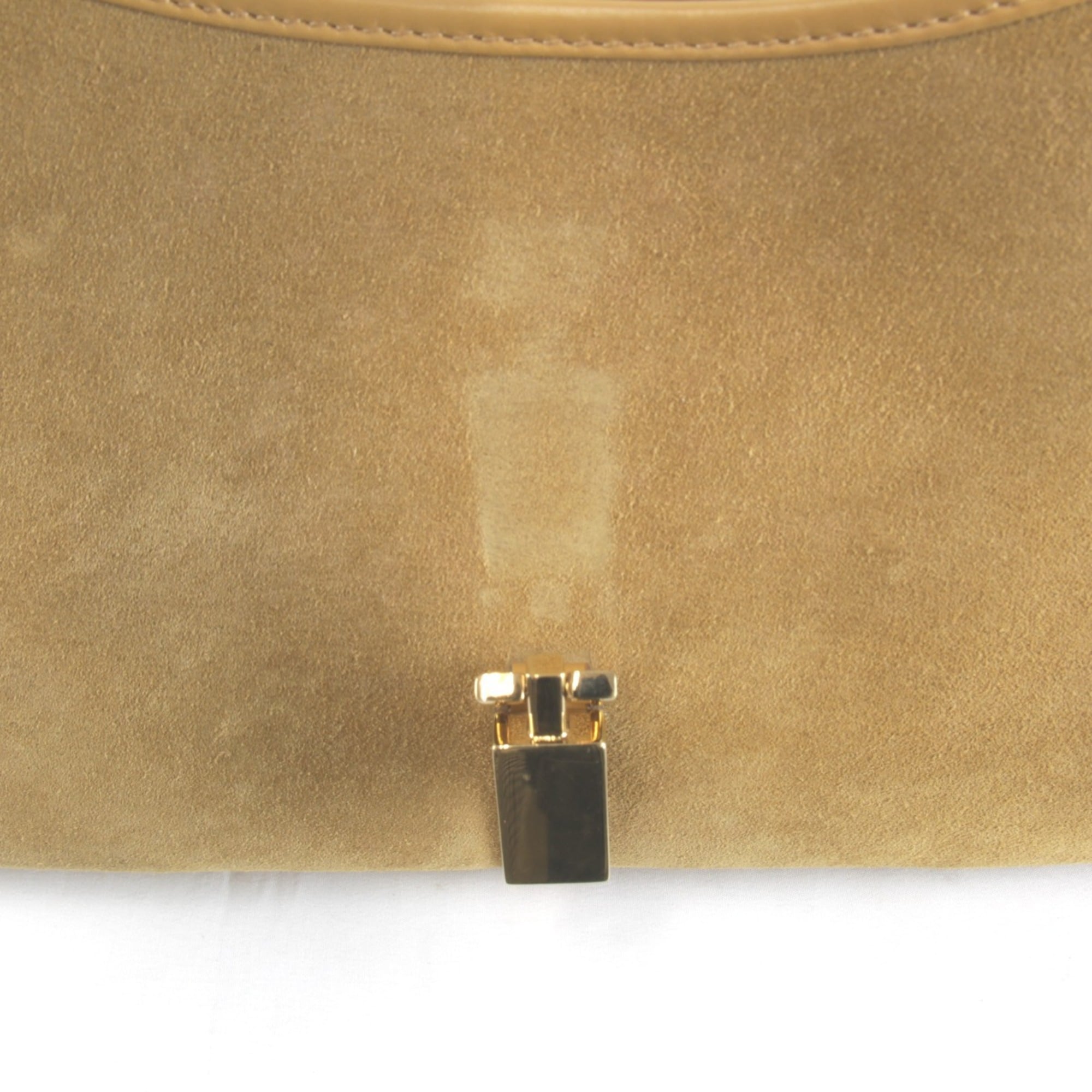 Gucci Beige Black Suede Leather Handbag (Pre-Owned)