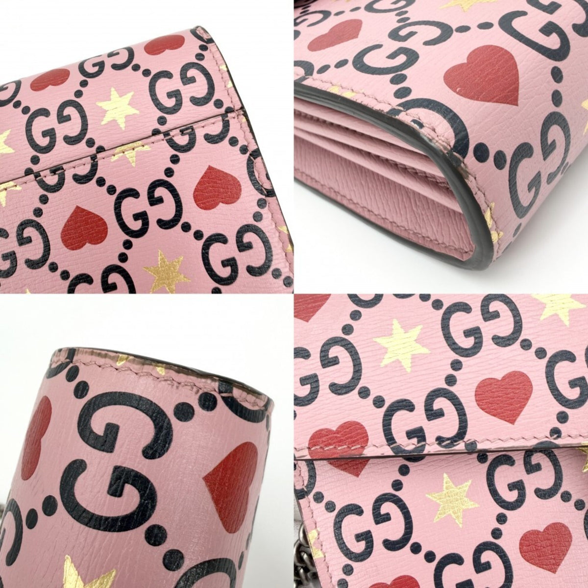 Gucci Pink Red Color Leather Shoulder Bag (Pre-Owned)