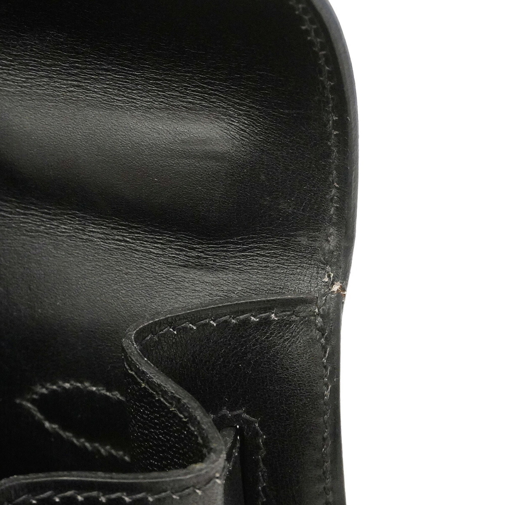 Hermes Black Box Calf Leather Handbag (Pre-Owned)