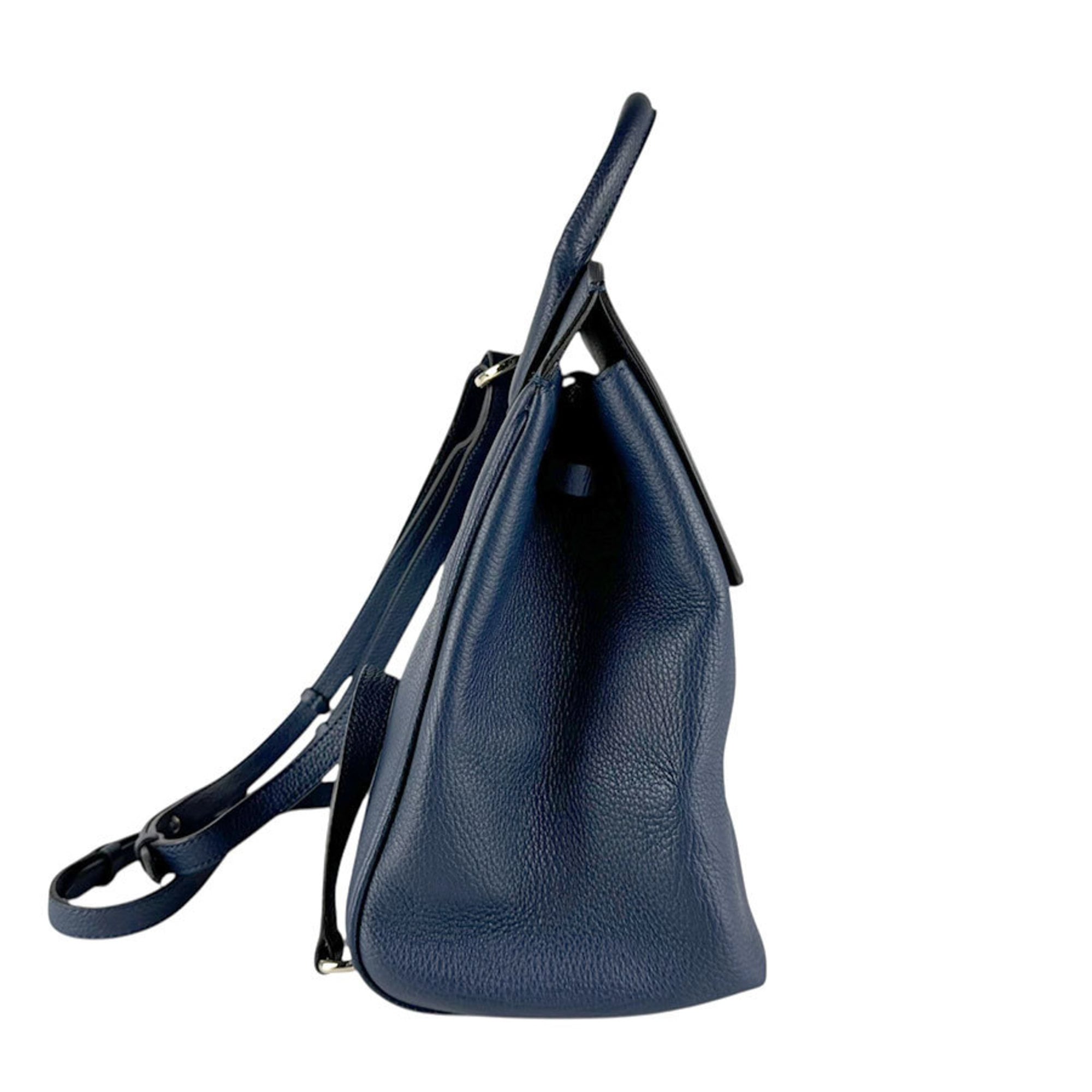 Salvatore Ferragamo Navy Leather Backpack (Pre-Owned)