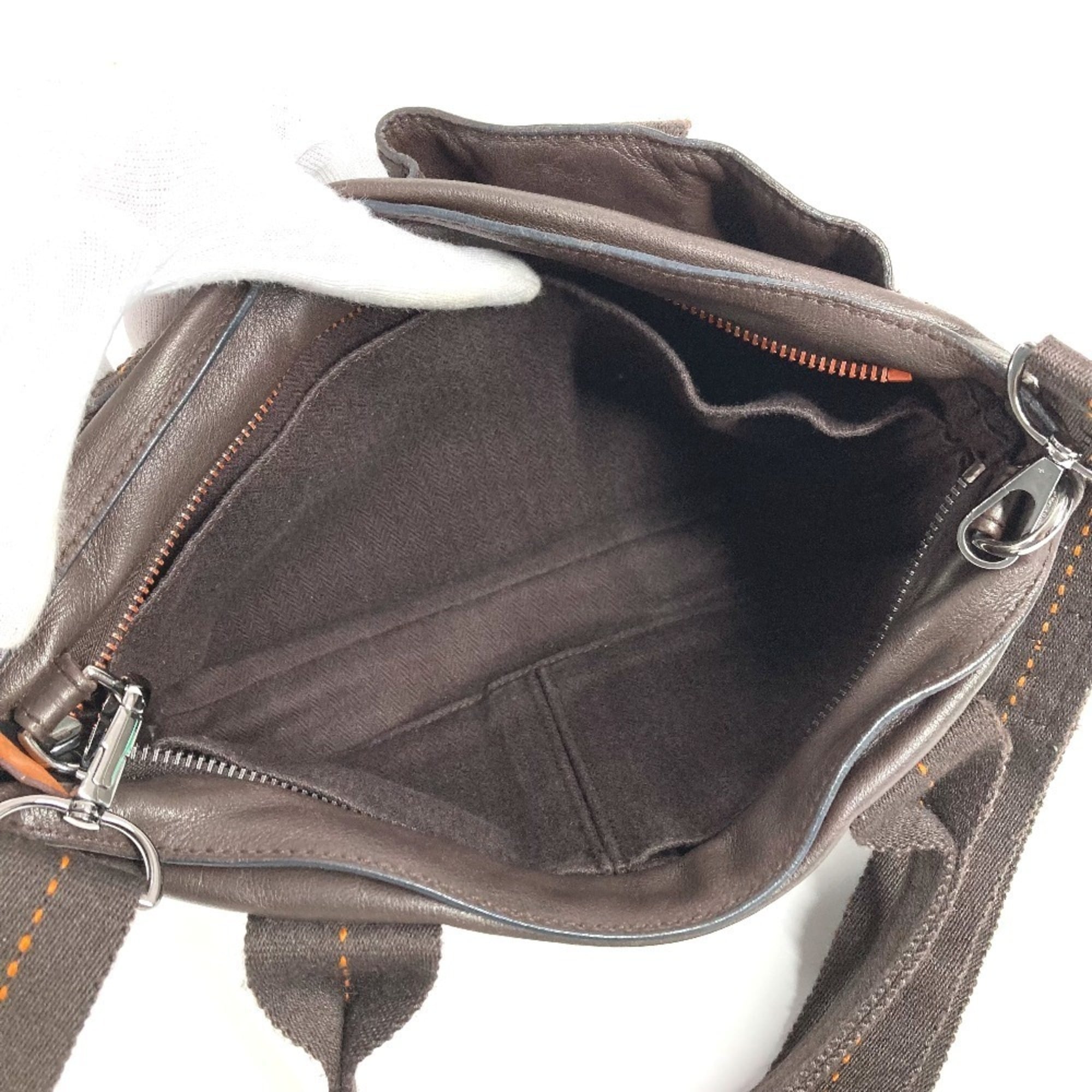 Hermes Caravan Horizontal Brown Orange Leather Handbag Shoulder Bag (Pre-Owned)